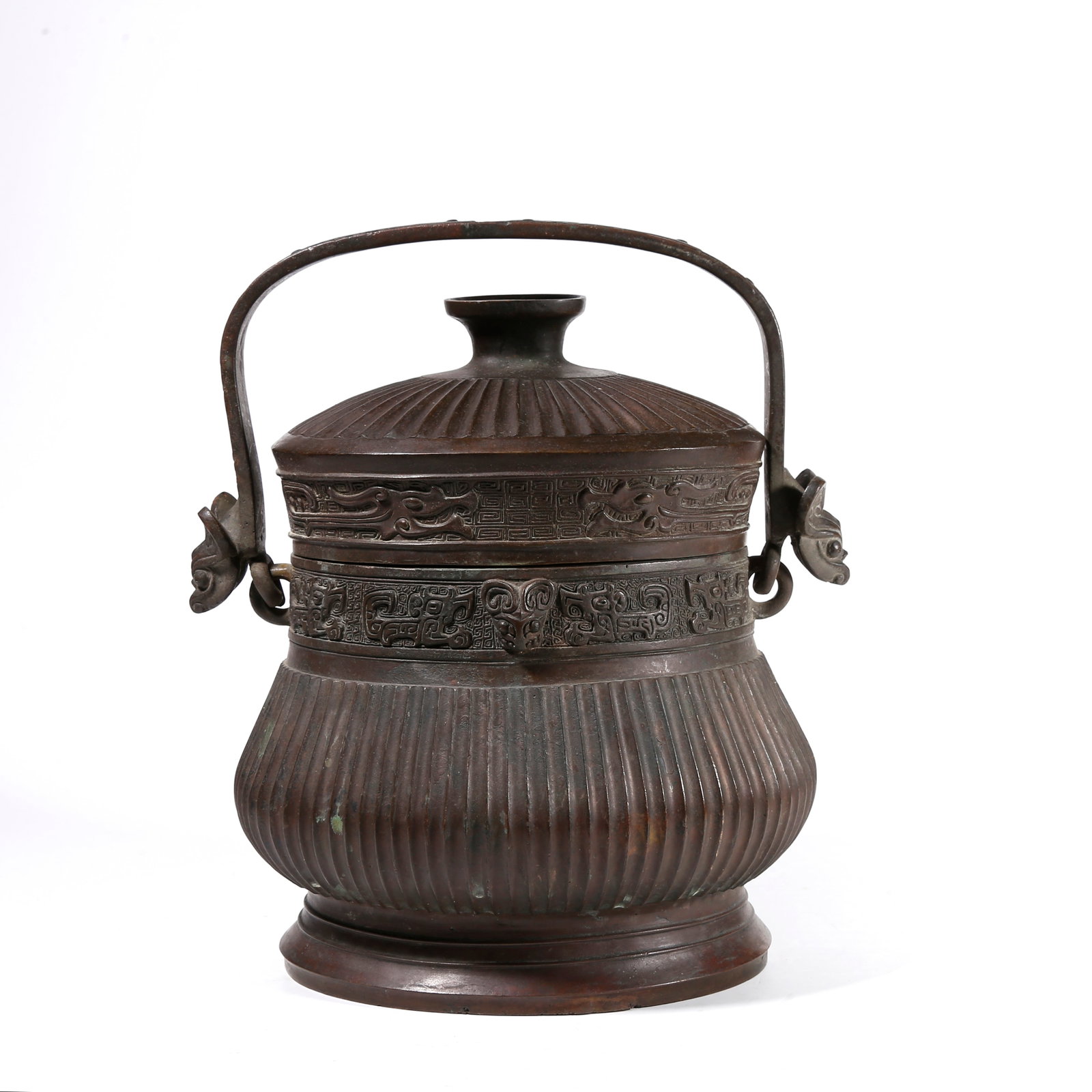 A BRONZE YOU WINE VESSEL WITH LIFTING HANDLE (1 of 10)