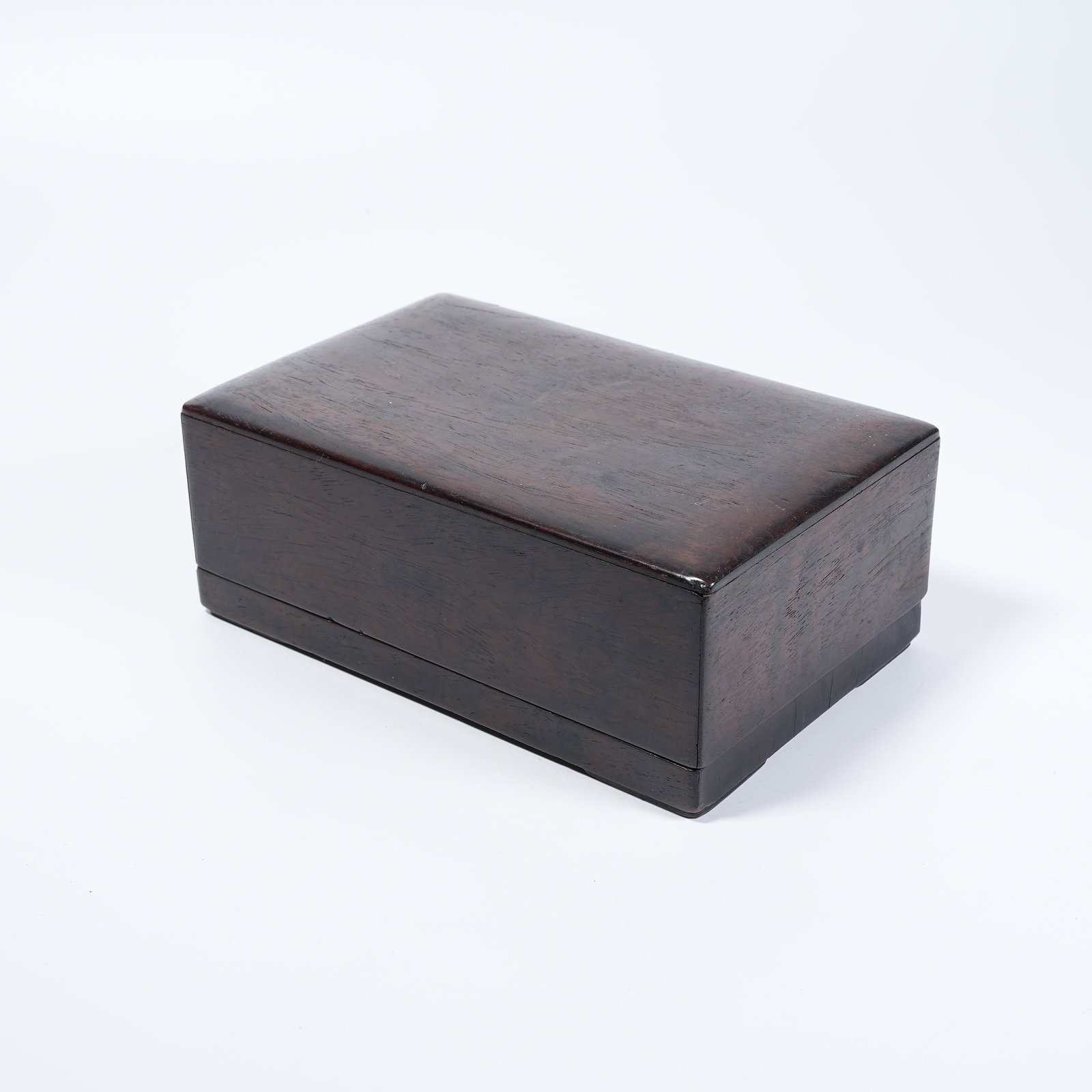 A SQUARE HUANGHUALI WOOD COVERED BOX: Square Huanghuali Wood Covered Box