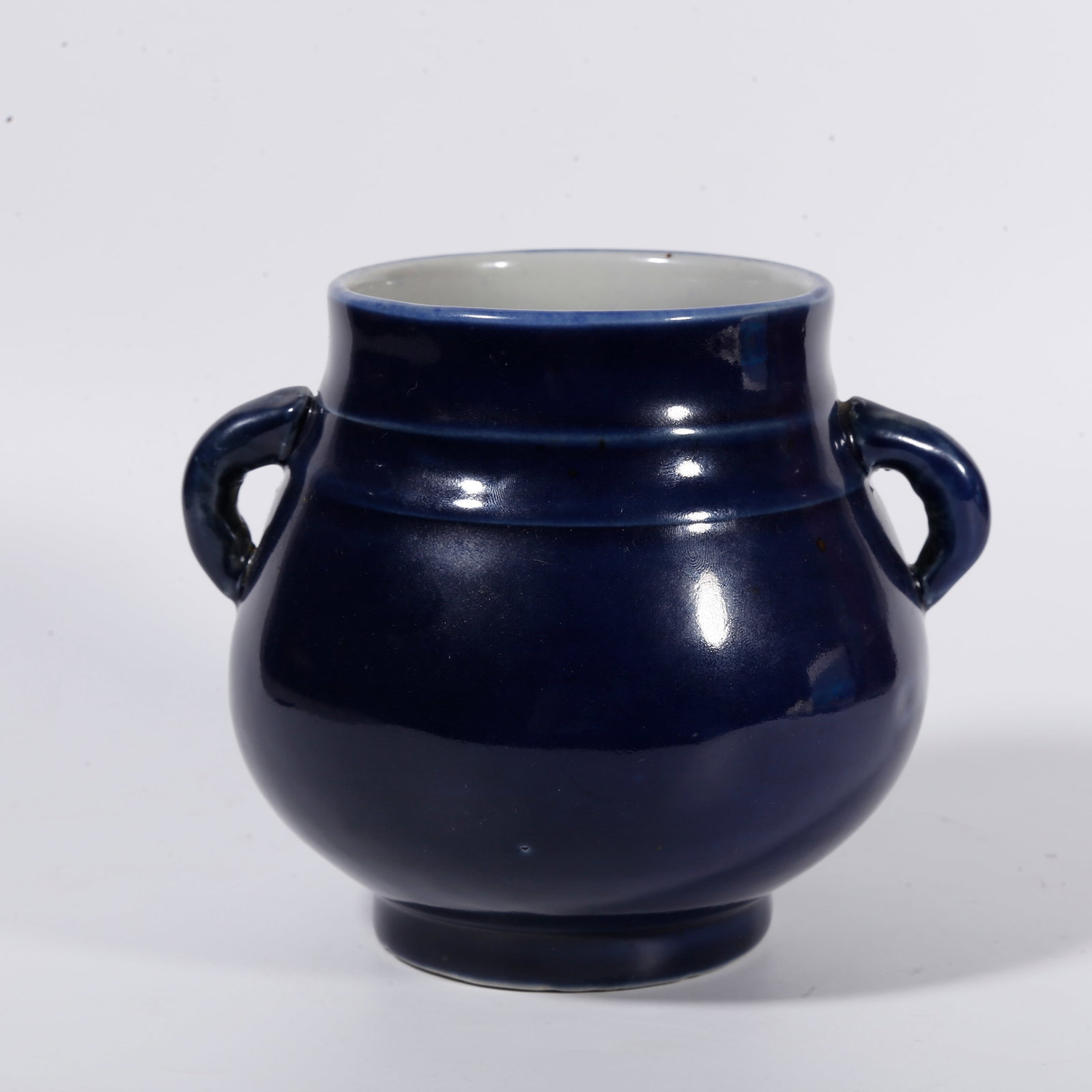 A BLUE GLAZED CENSER WITH TWIN EARS: Blue Glazed Censer with Twin Ears