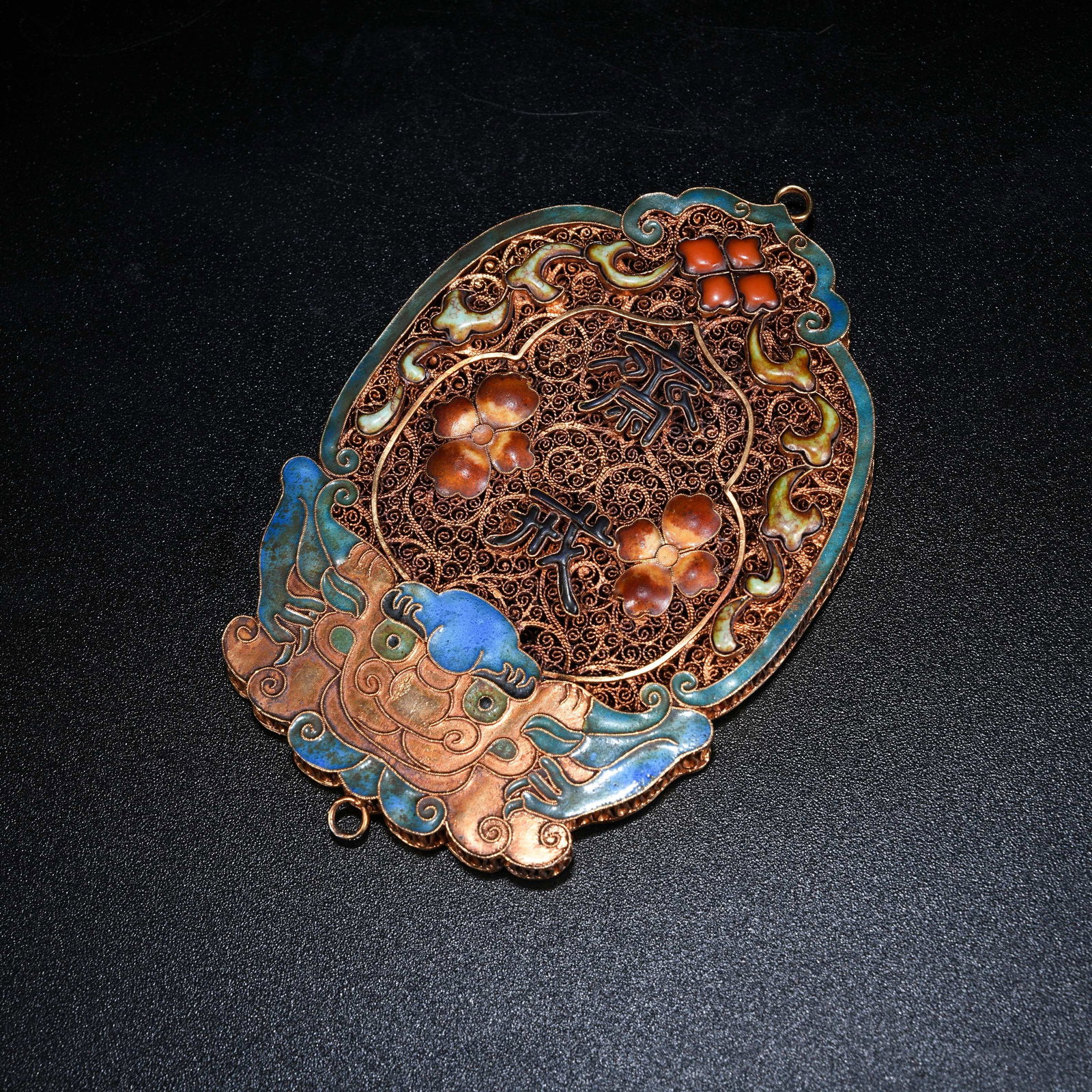 A SILVER GILT FILIGREE ENAMELED ABSTINENCE PLAQUE: Silver Gilt Filigree Enameled Abstinence Plaque
