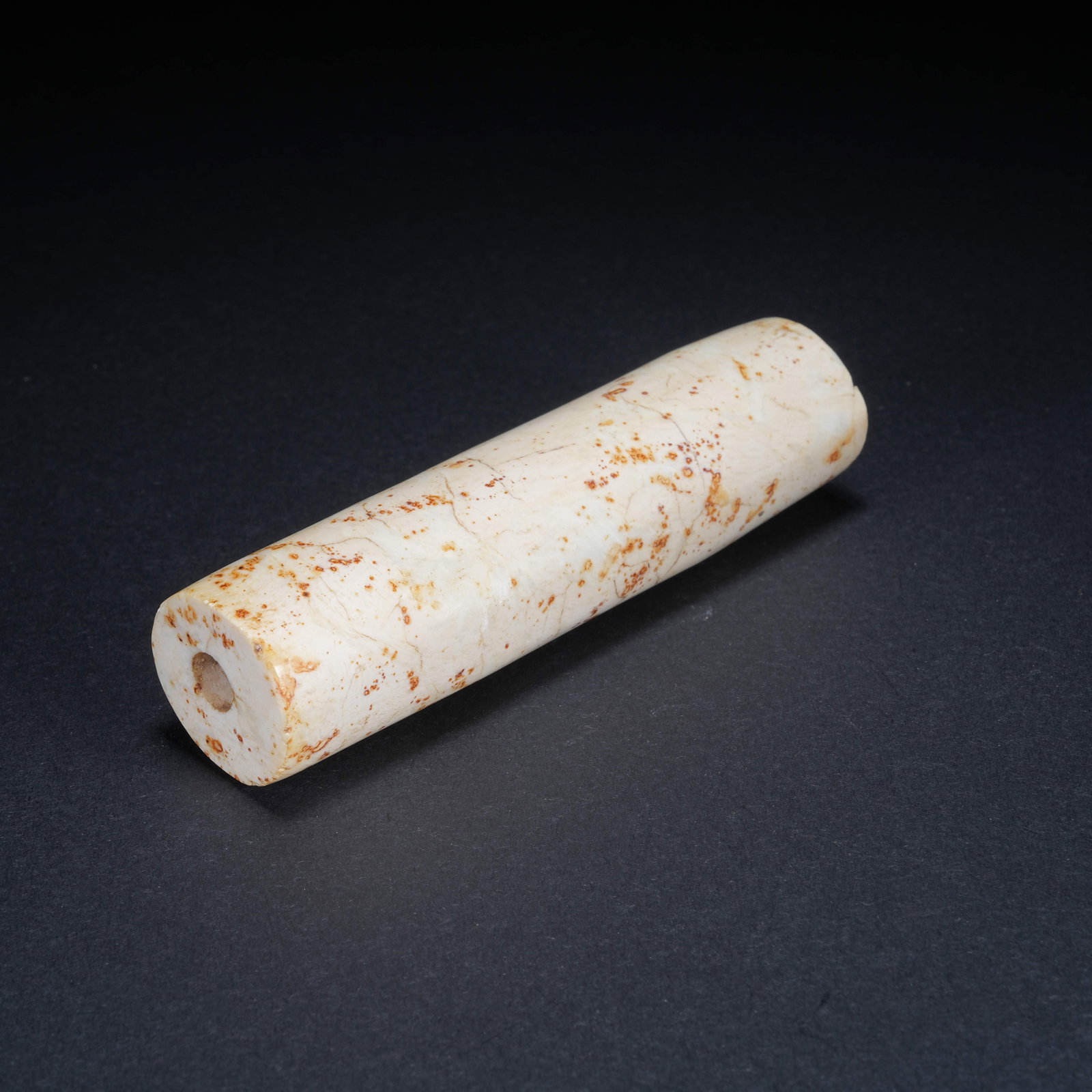 A CHICKEN-BONE WHITE JADE TUBE OF LIANGZHU CULTURE: Chicken-bone White Jade Tube of Liangzhu Culture