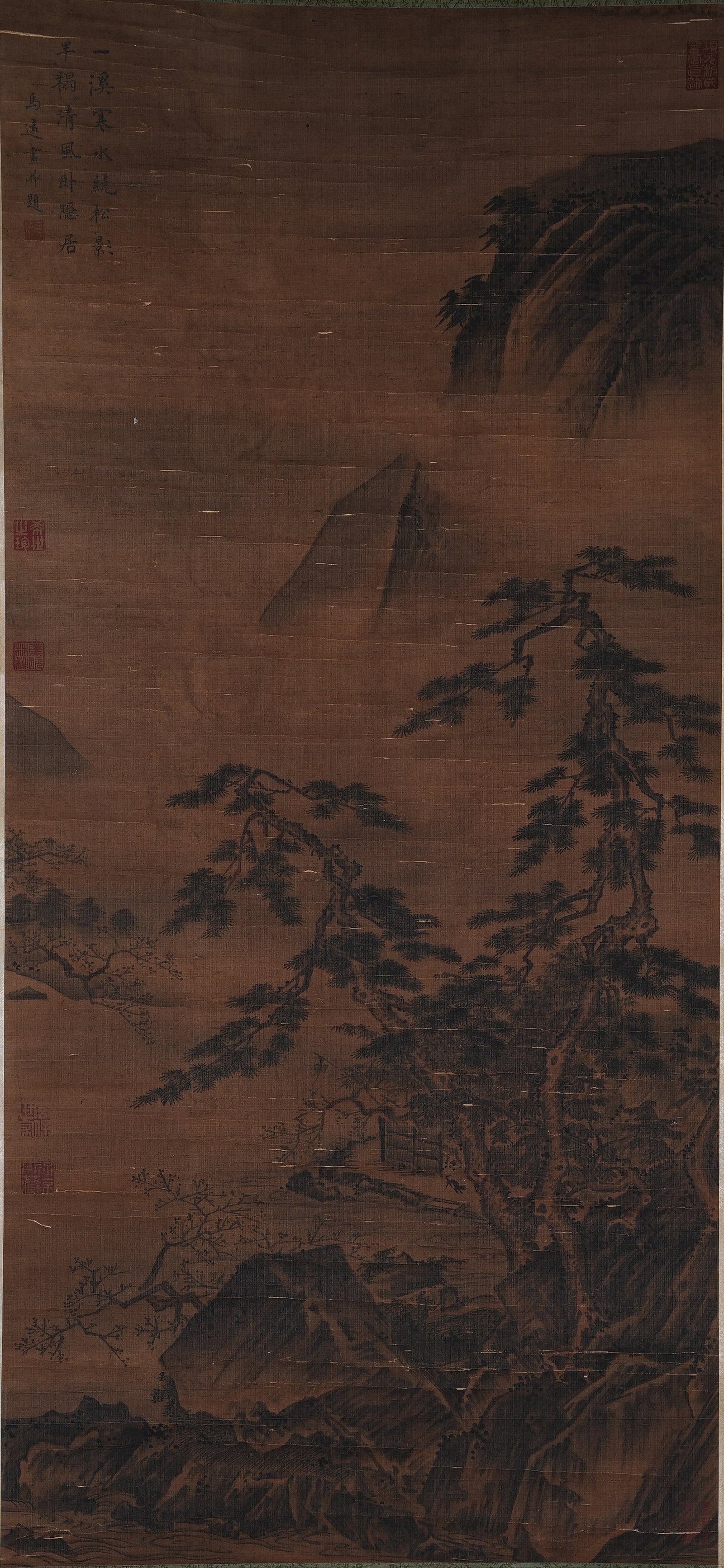 A LANDSCAPE PAINTING ON SILK BY MA YUAN.馬遠: Landscape Painting on Silk by Ma Yuan.馬遠