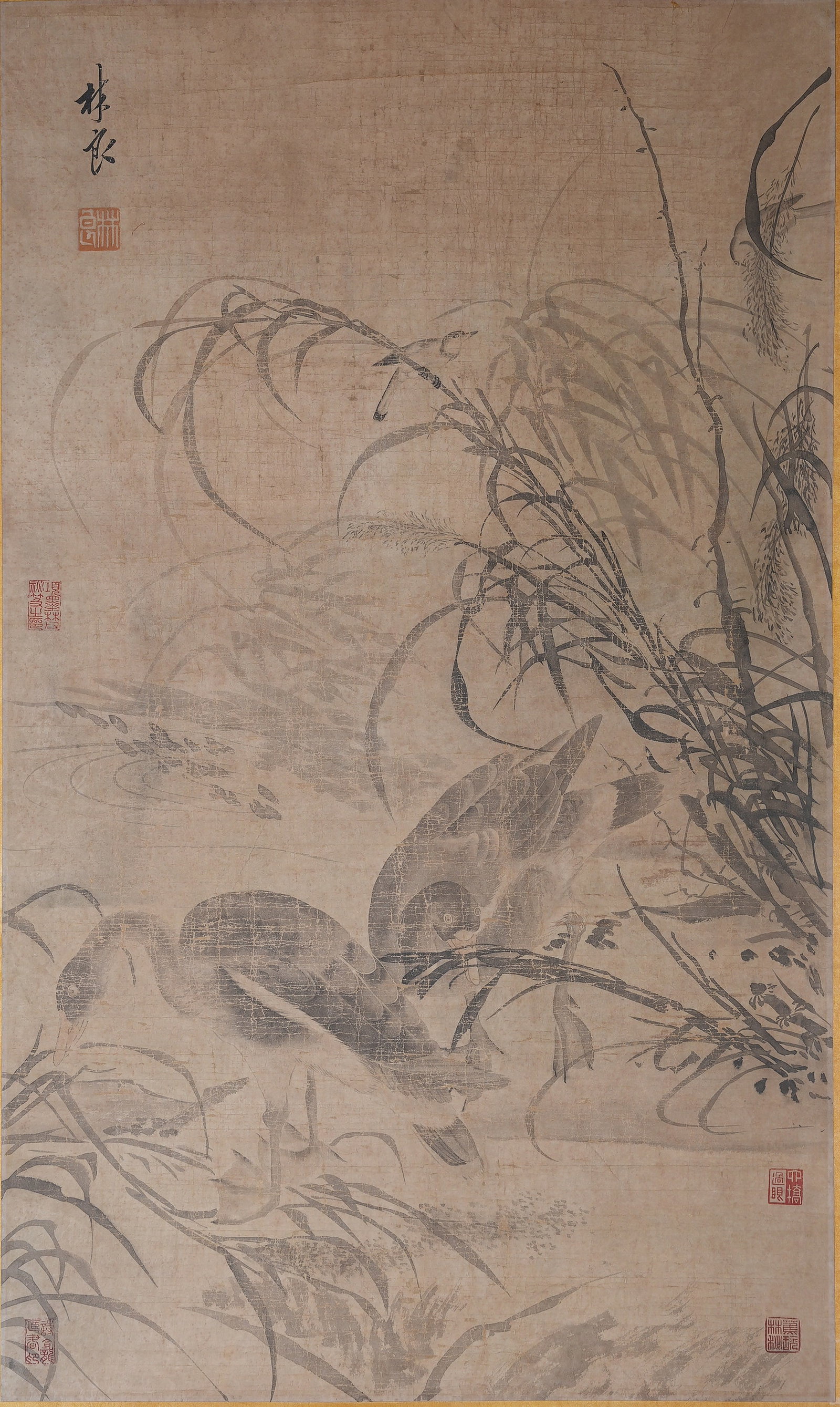 A FLOWER AND BIRD PAINTING ON PAPER BY LIN LIANG.林良: Flower and Bird Painting on Paper by Lin Liang.林良