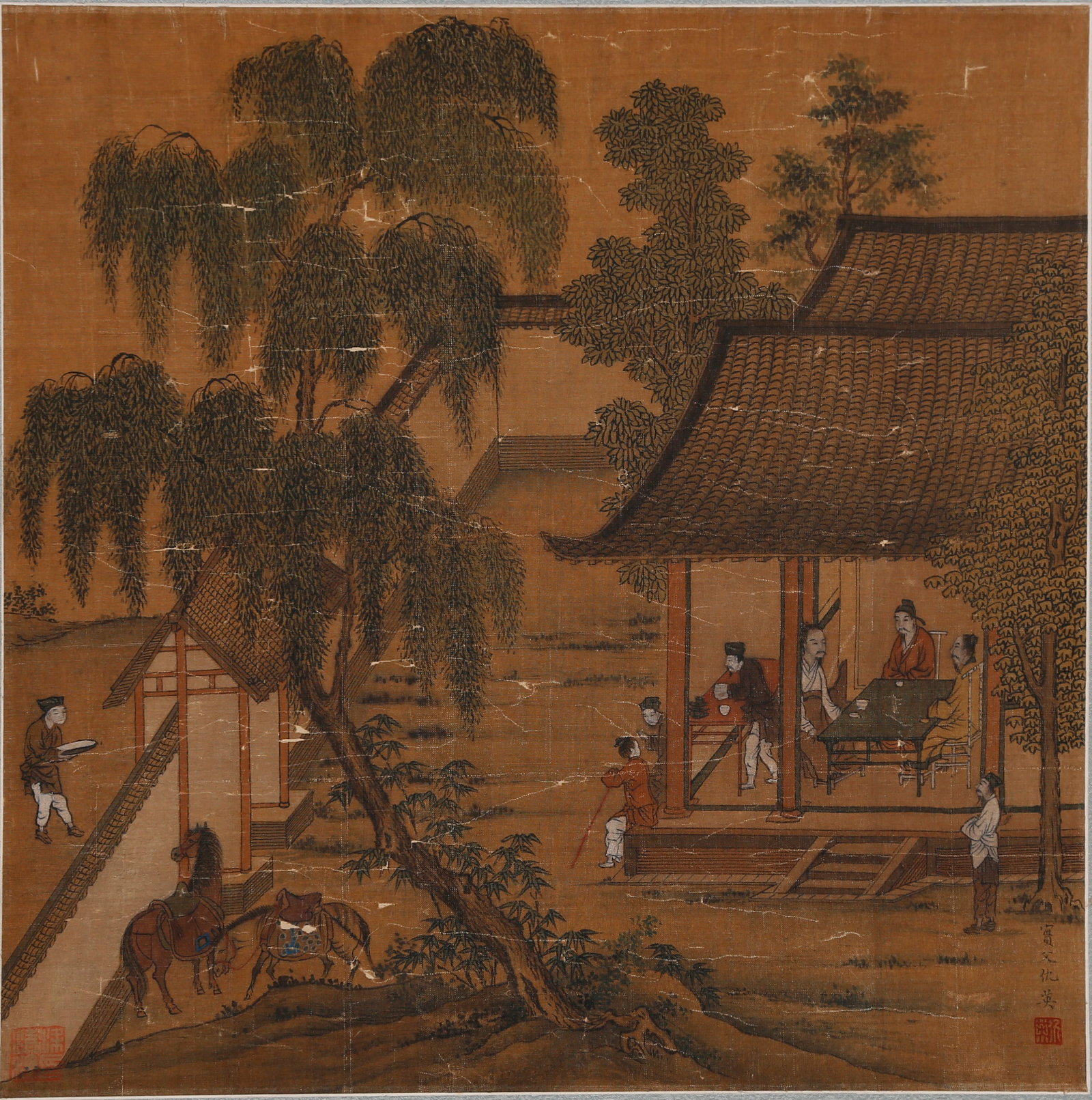 A UNMOUNTED NARRATIVE FIGURE PAINTING ON SILK BY QIU YING.仇英 (1 of 8)