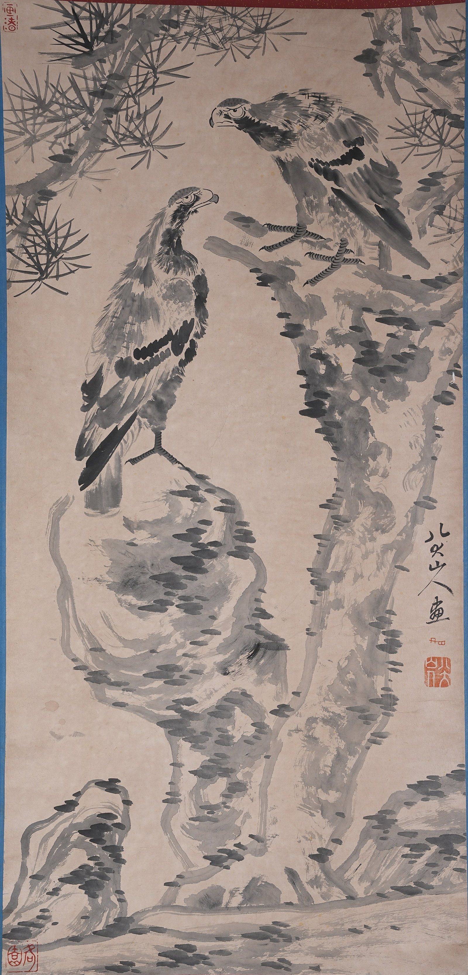 A EAGLE PAINTING ON PAPER BY BADA SHANREN.八大山人: Eagle Painting on Paper by Bada Shanren.八大山人