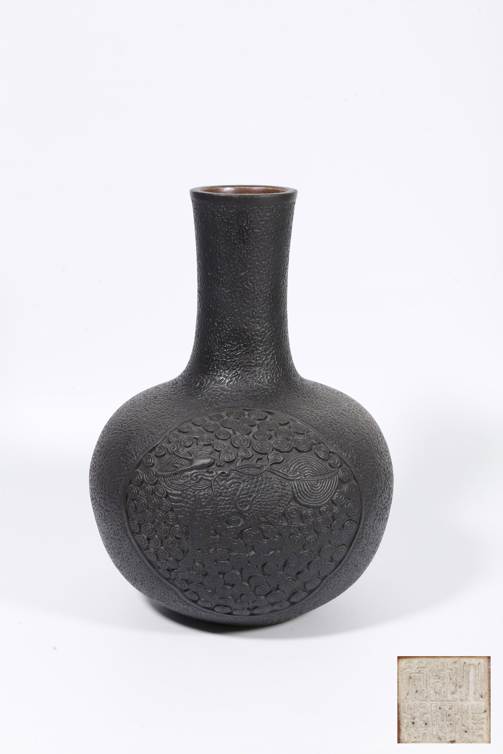 A BLACK GLAZED CELESTIAL SPHERE VASE WITH QILIN PATTERNS (1 of 9)