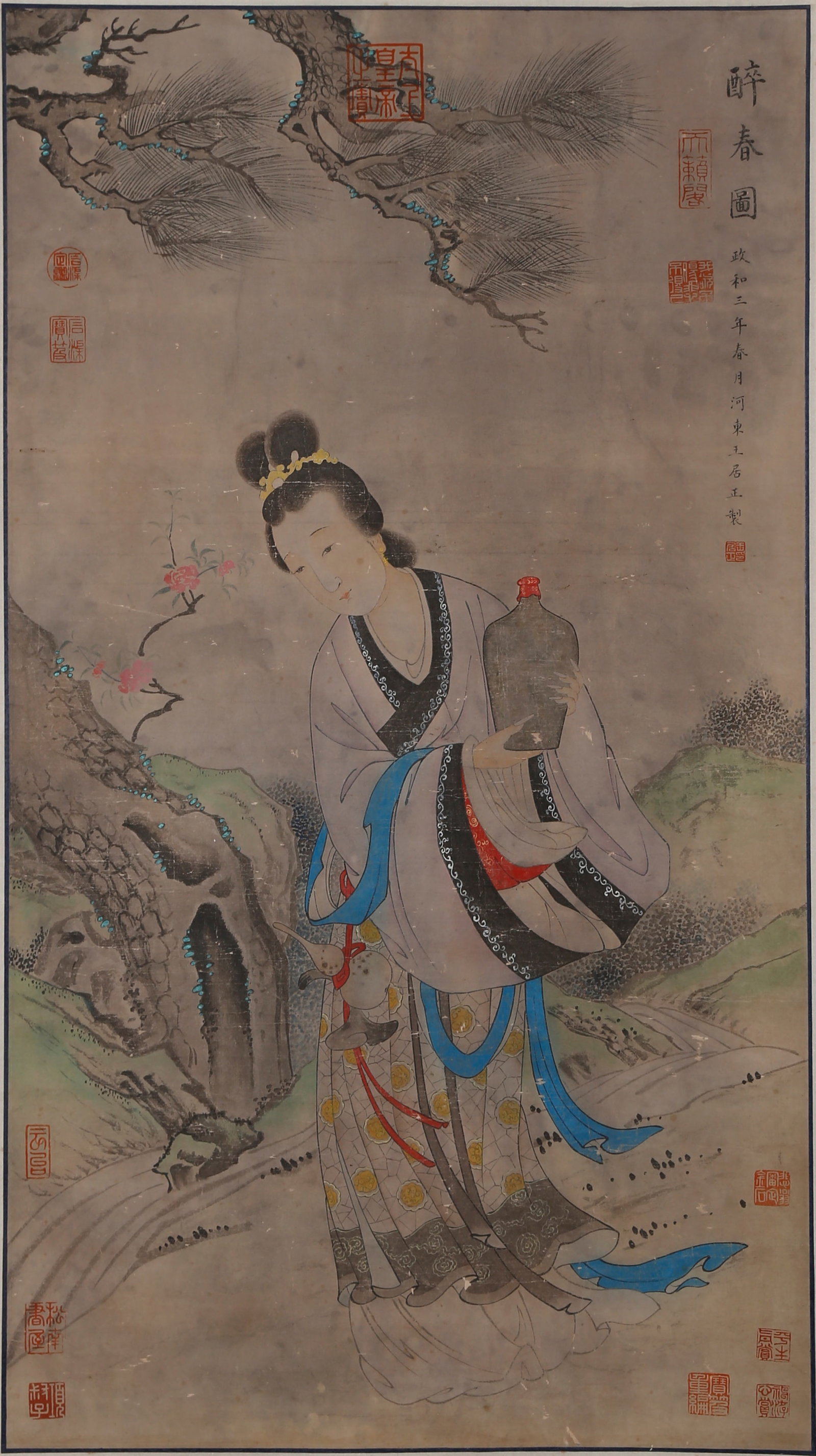A DRUNKEN SPRING SCENERY PAINTING ON PAPER BY WANG JUZHENG.王居正 (1 of 10)