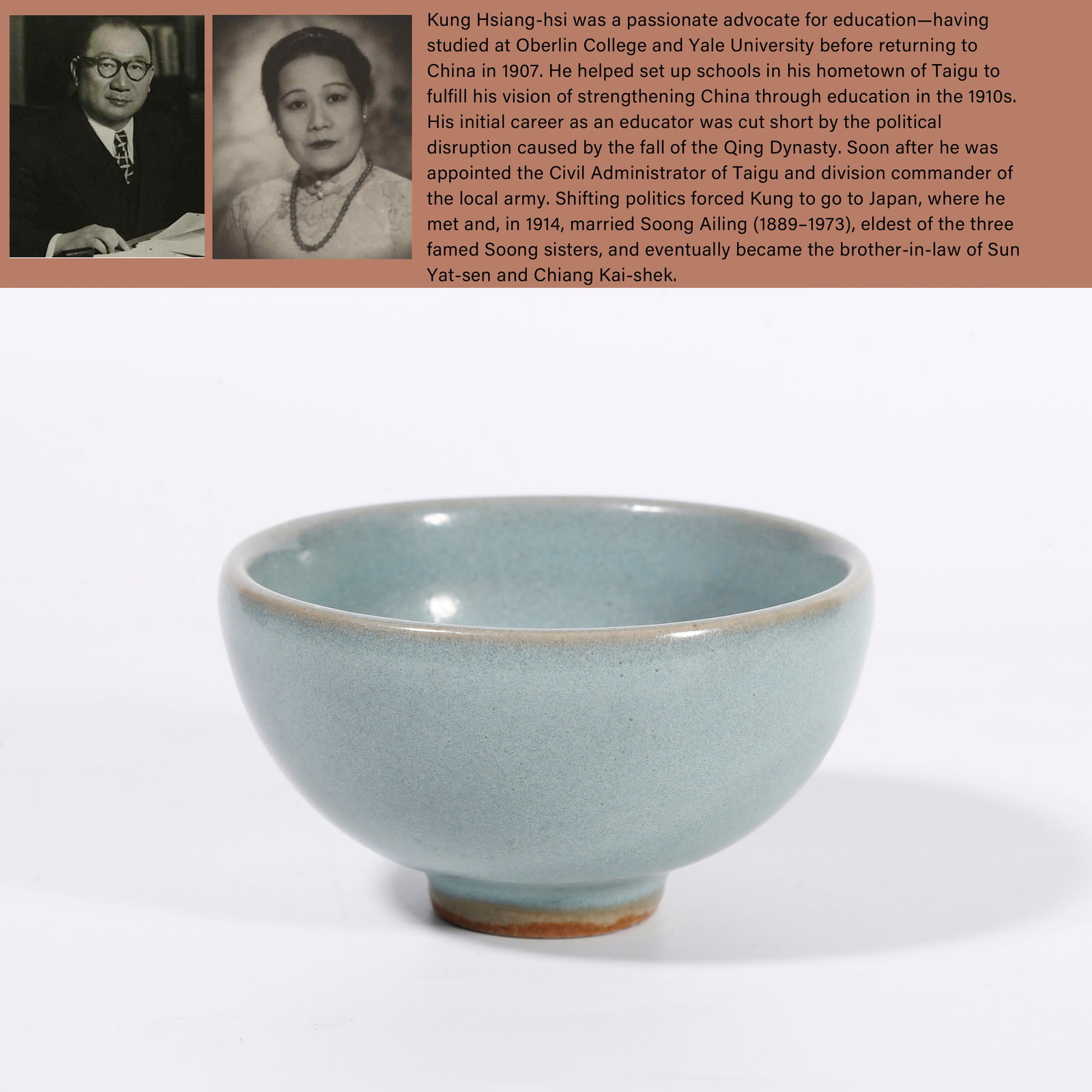 A JUN KILN CUP: Jun Kiln Cup. PROVENANCE: Highlight of this sale is part of the collection of K'ung Hsiang-Hsi (Kong Xiangxi, 孔祥熙, 1880-1967). Born in Taigu, Shanxi province, to a well-establishe