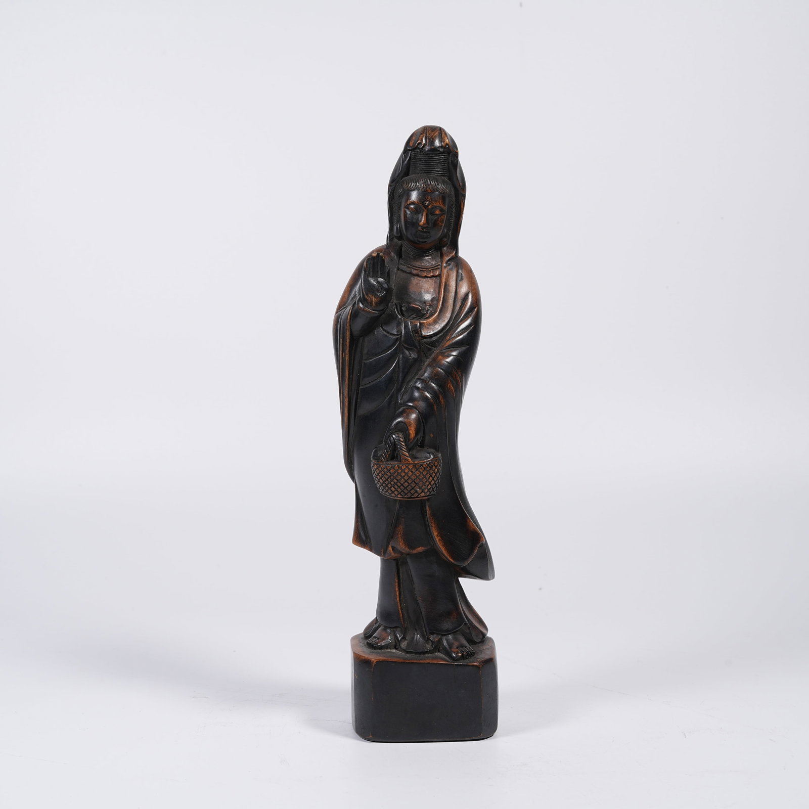 A STANDING GUANYIN STATUE OF HUANGHUALI WOOD (1 of 9)