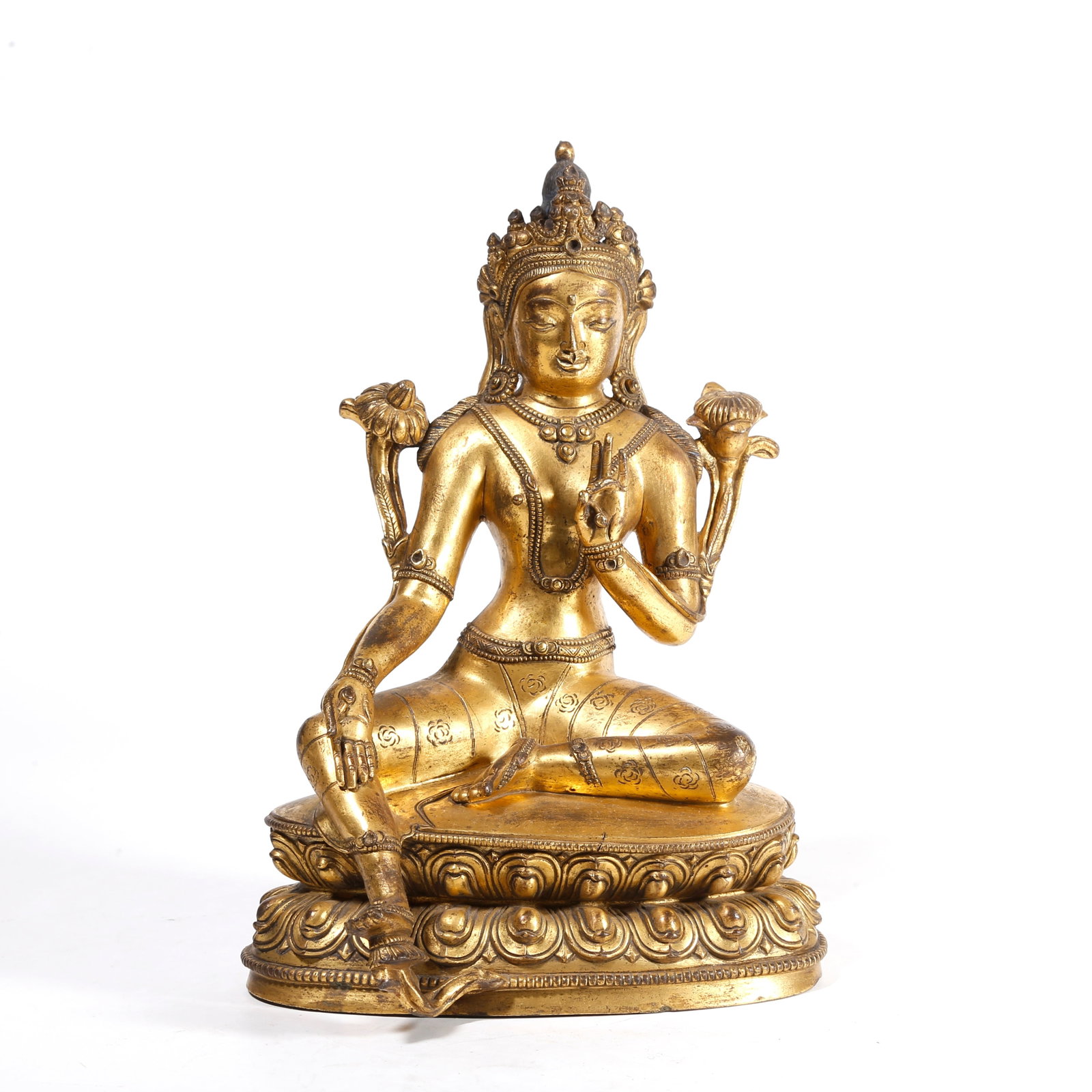 A GILDED BRONZE BUDDHA STATUE: Gilded Bronze Buddha Statue