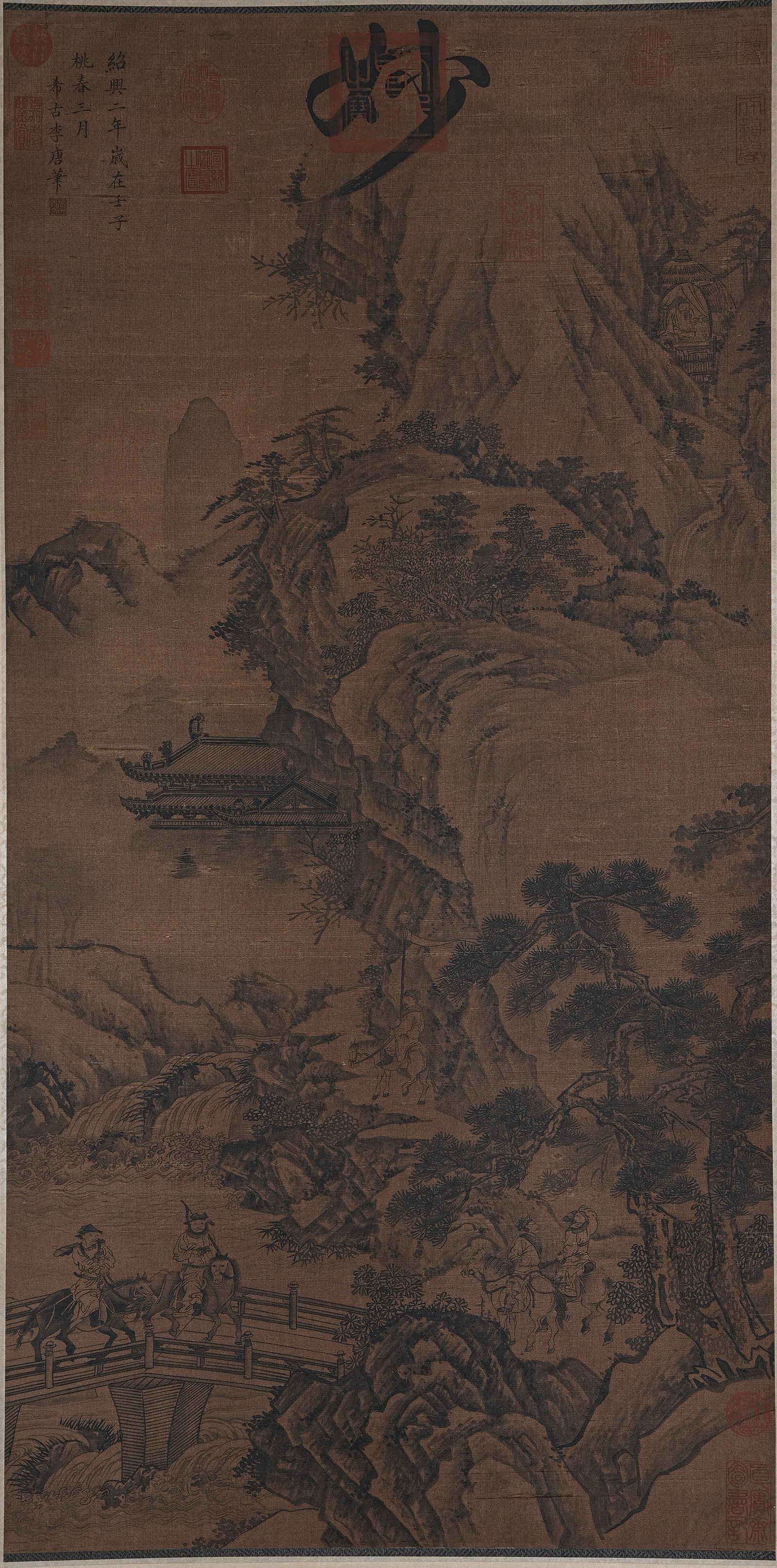 A LANDSCAPE PAINTING ON SILK BY LI TANG.李唐: Landscape Painting on Silk by Li Tang.李唐