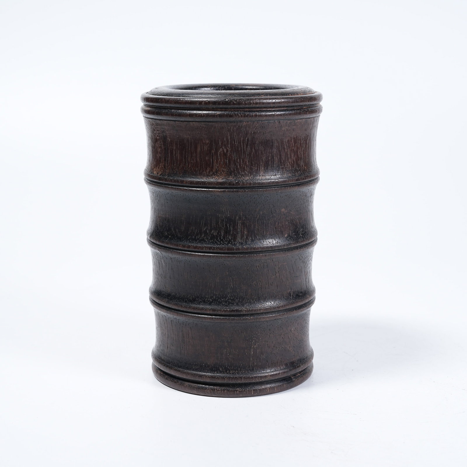 A HUANGHUALI WOOD BRUSH POT WITH STRING PATTERNS (1 of 9)