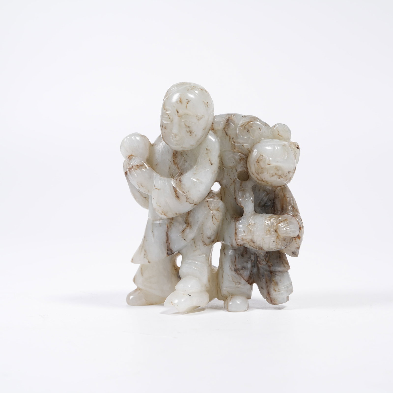 A HETIAN JADE ORNAMENT OF BOY FIGURE: Hetian Jade Ornament of Boy Figure