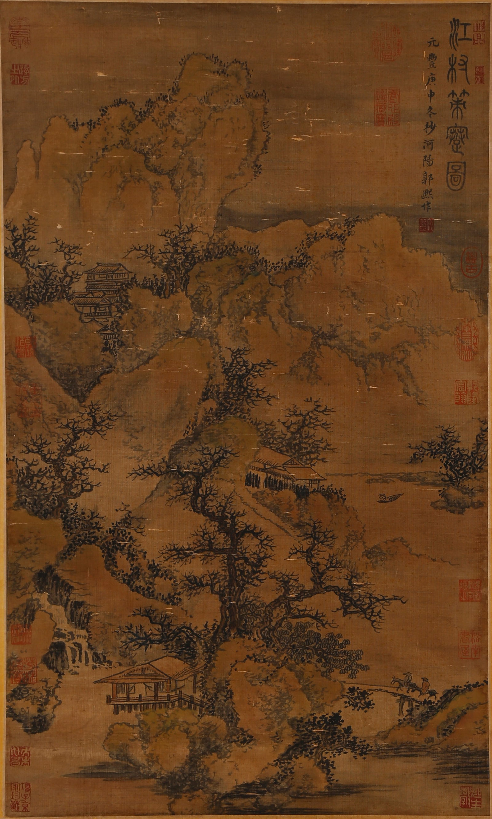 A LANDSCAPE PAINTING ON SILK BY GUO XI.郭熙: Landscape Painting on Silk by Guo Xi.郭熙