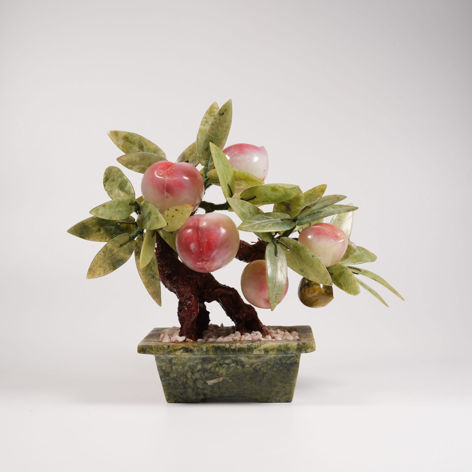 A GEM-INLAID BONSAI OF WHITE HETIAN JADE (1 of 9)