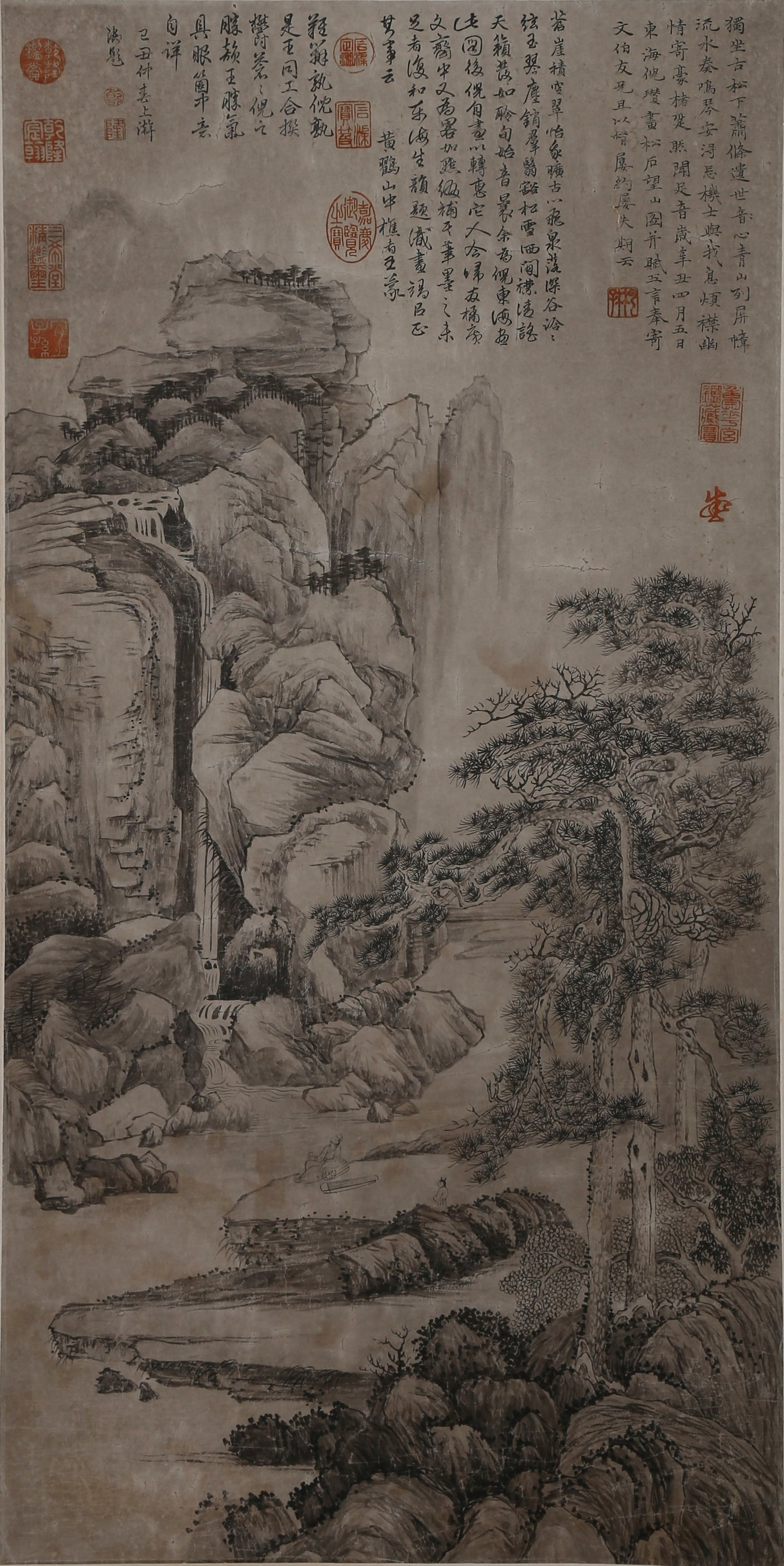 A LANDSCAPE PAINTING ON PAPER BY NI ZAN.倪瓚: Landscape Painting on Paper by Ni Zan.倪瓚