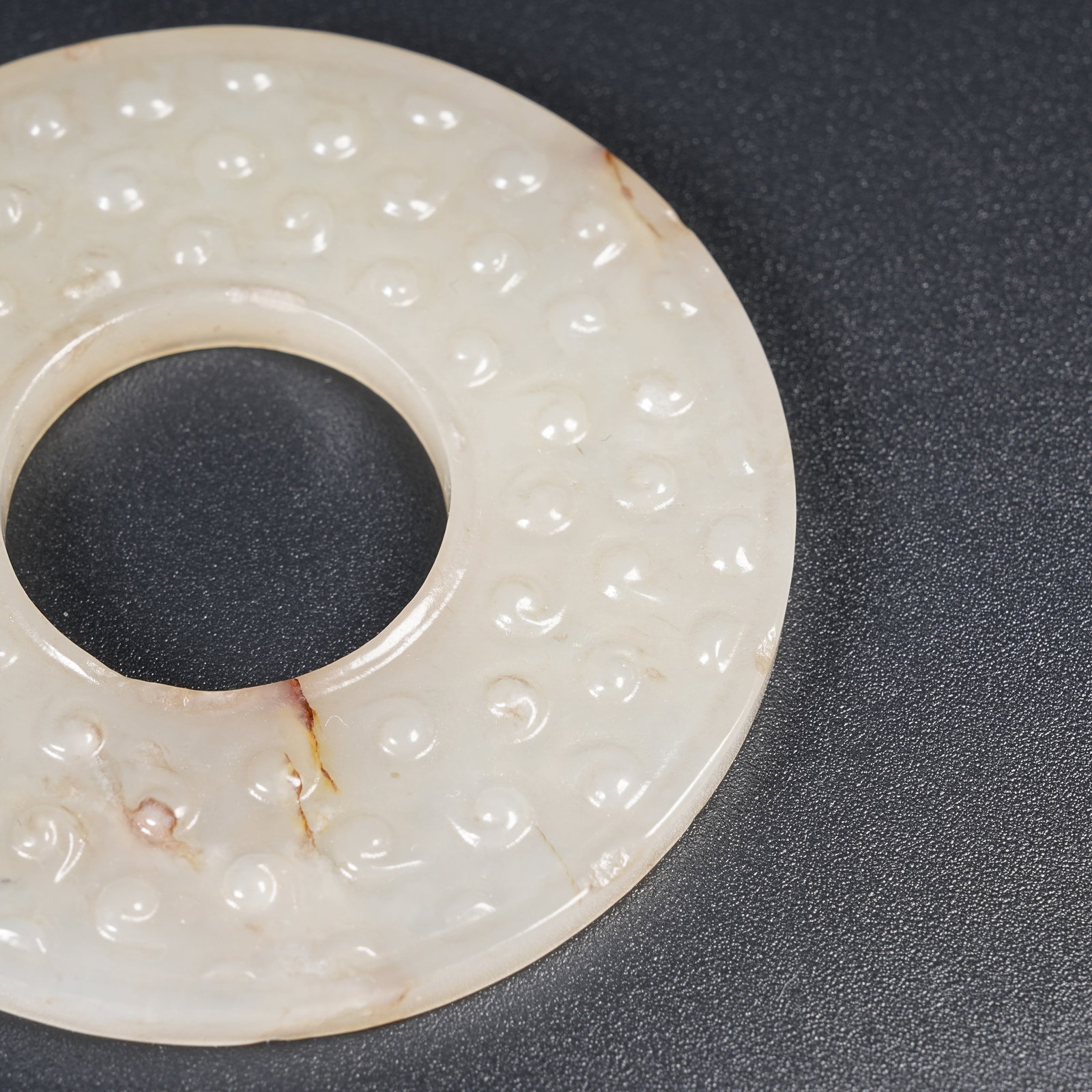 A ANCIENT JADE BI DISC WITH HOOKED CLOUD PATTERN - 2