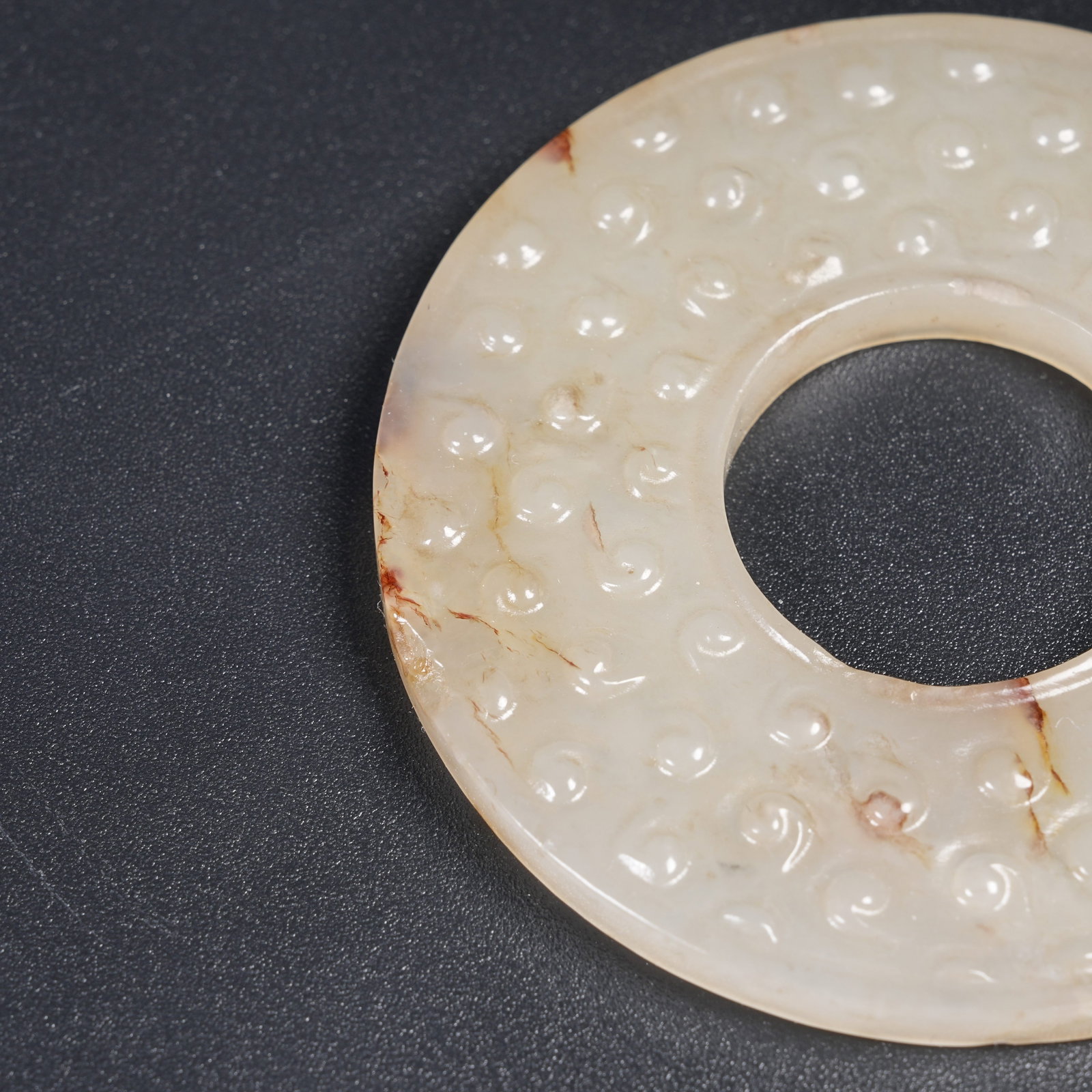 A ANCIENT JADE BI DISC WITH HOOKED CLOUD PATTERN - 3