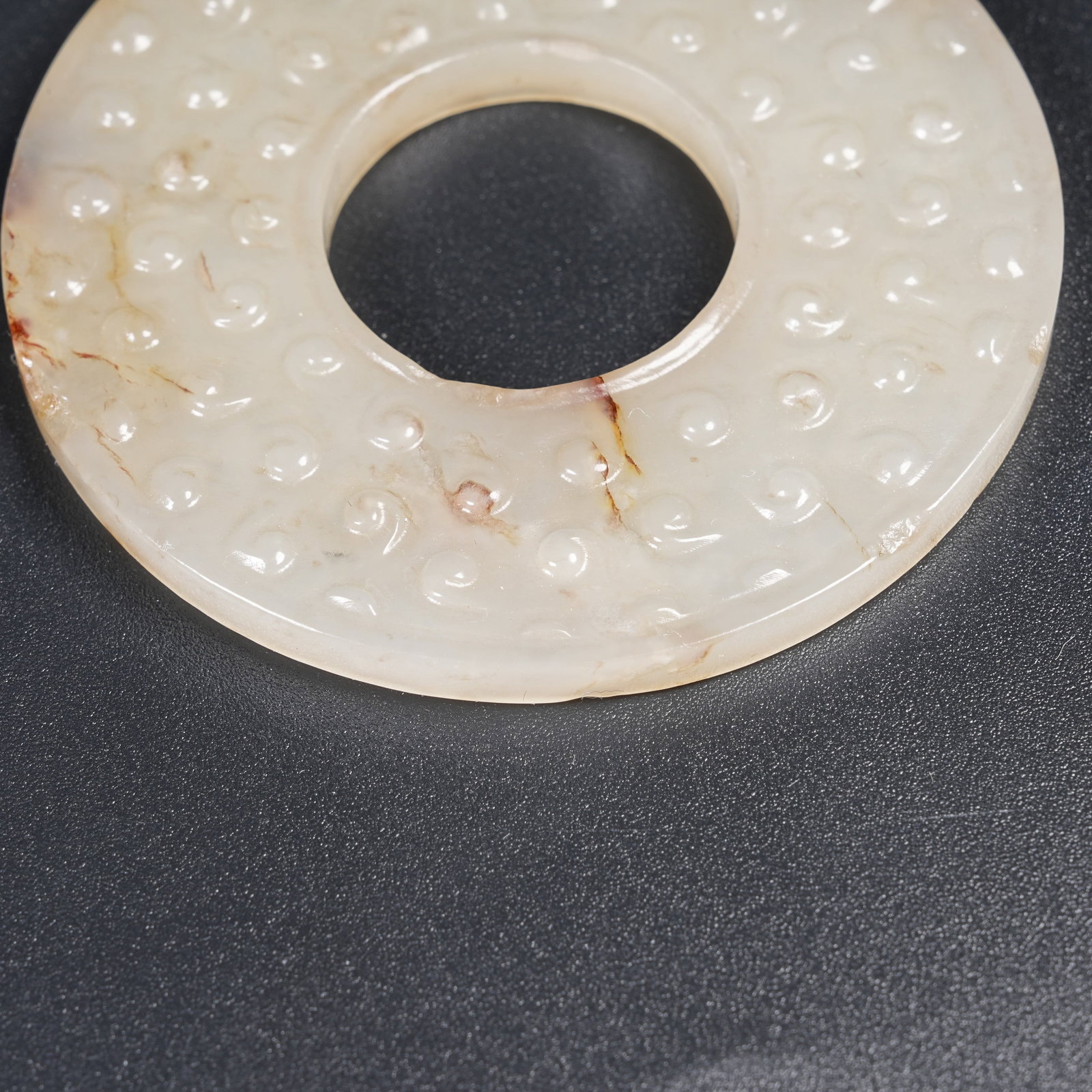 A ANCIENT JADE BI DISC WITH HOOKED CLOUD PATTERN - 5