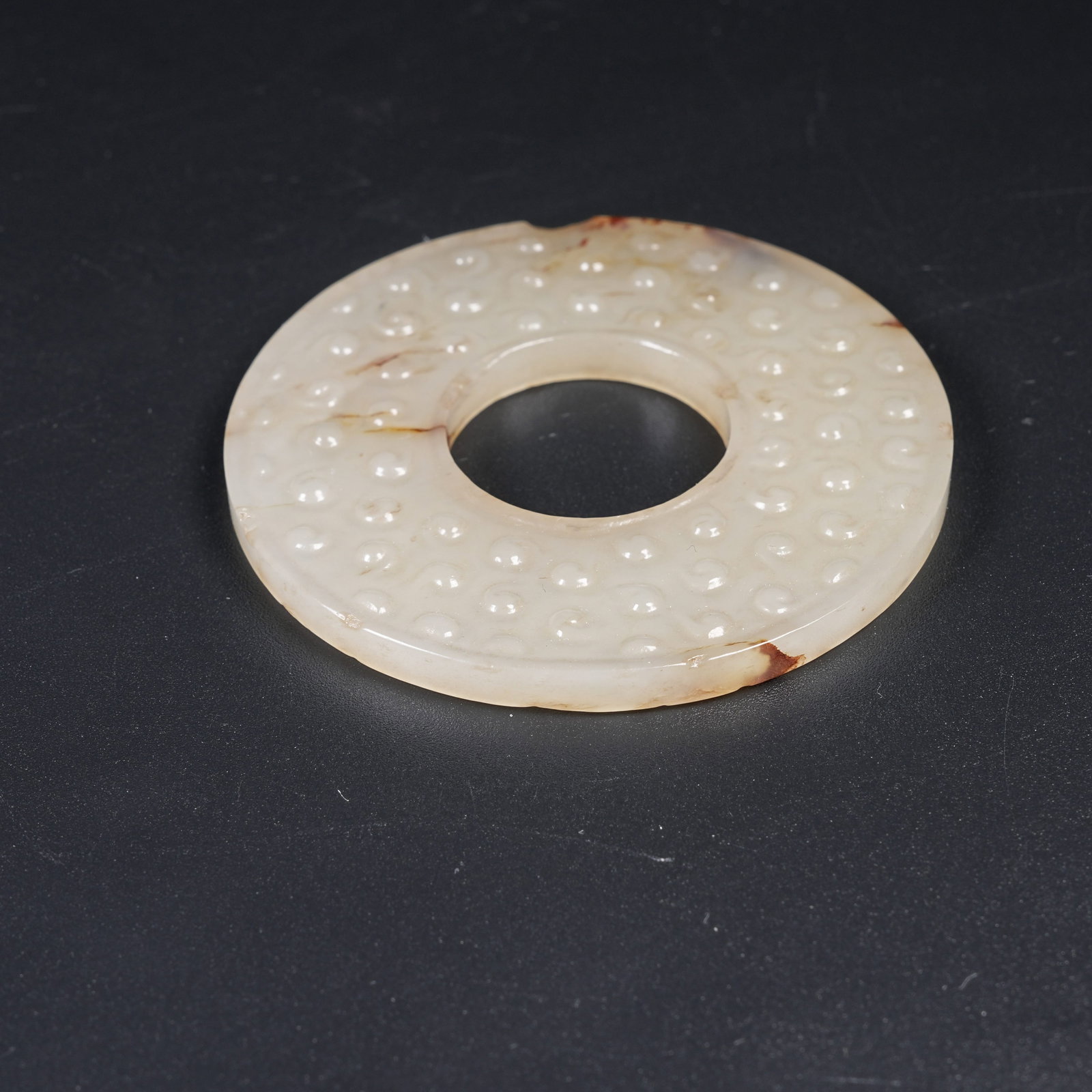 A ANCIENT JADE BI DISC WITH HOOKED CLOUD PATTERN - 6