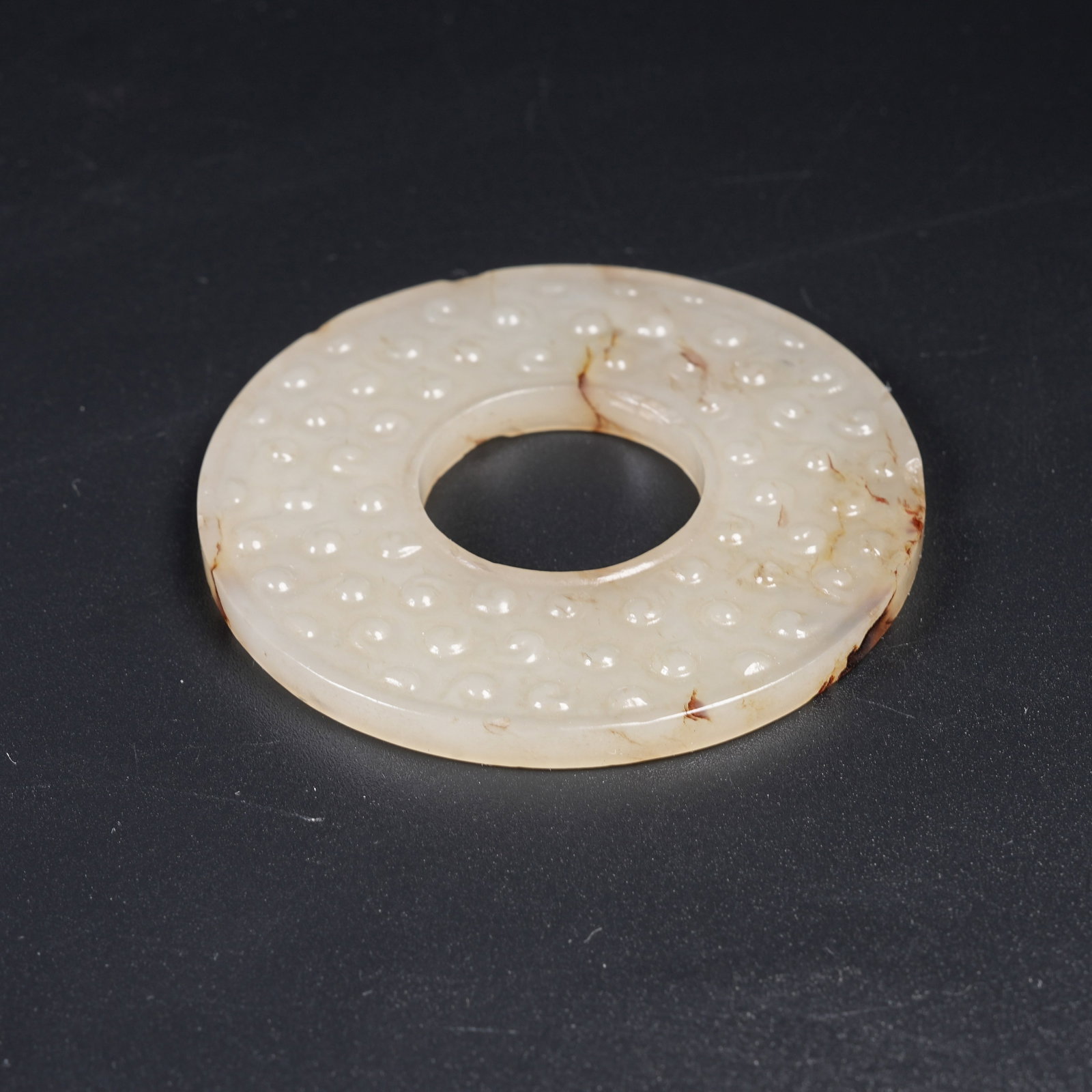 A ANCIENT JADE BI DISC WITH HOOKED CLOUD PATTERN - 7
