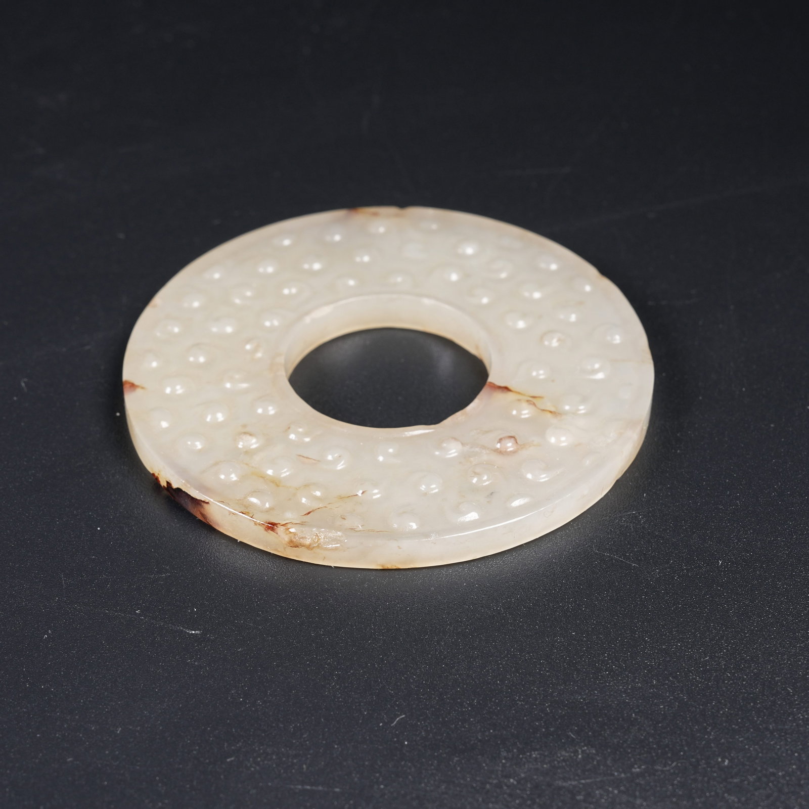 A ANCIENT JADE BI DISC WITH HOOKED CLOUD PATTERN - 8