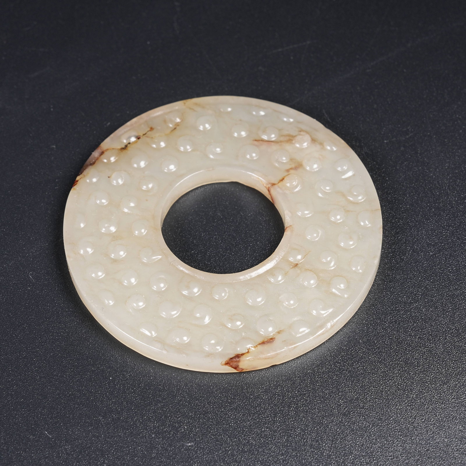 A ANCIENT JADE BI DISC WITH HOOKED CLOUD PATTERN - 9