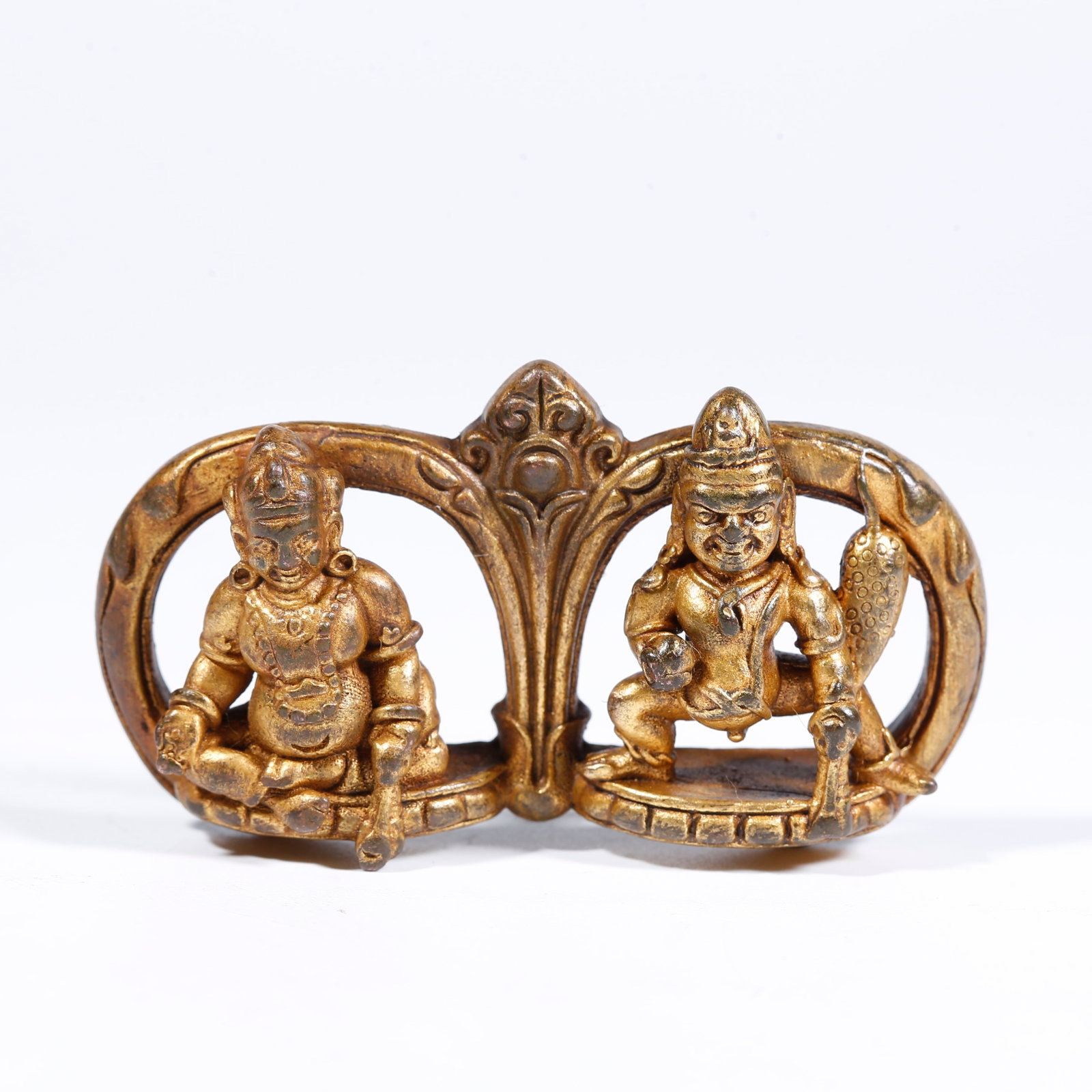 A GILT-BRONZE GOD OF WEALTH FIGURE: Gilt-Bronze God of Wealth Figure