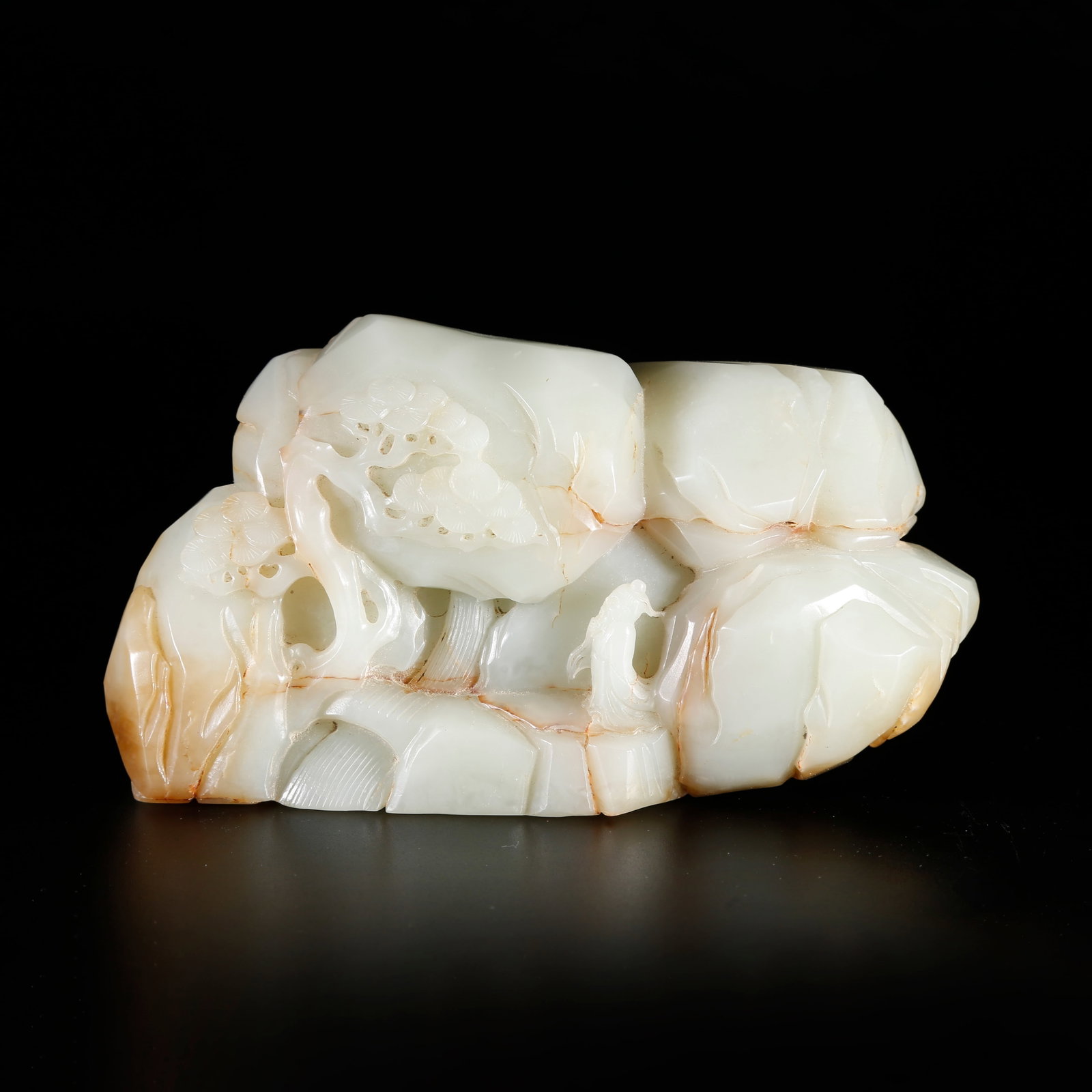 A HETIAN JADE MOUNTAIN ORNAMENT CARVED WITH FIGURES (1 of 9)