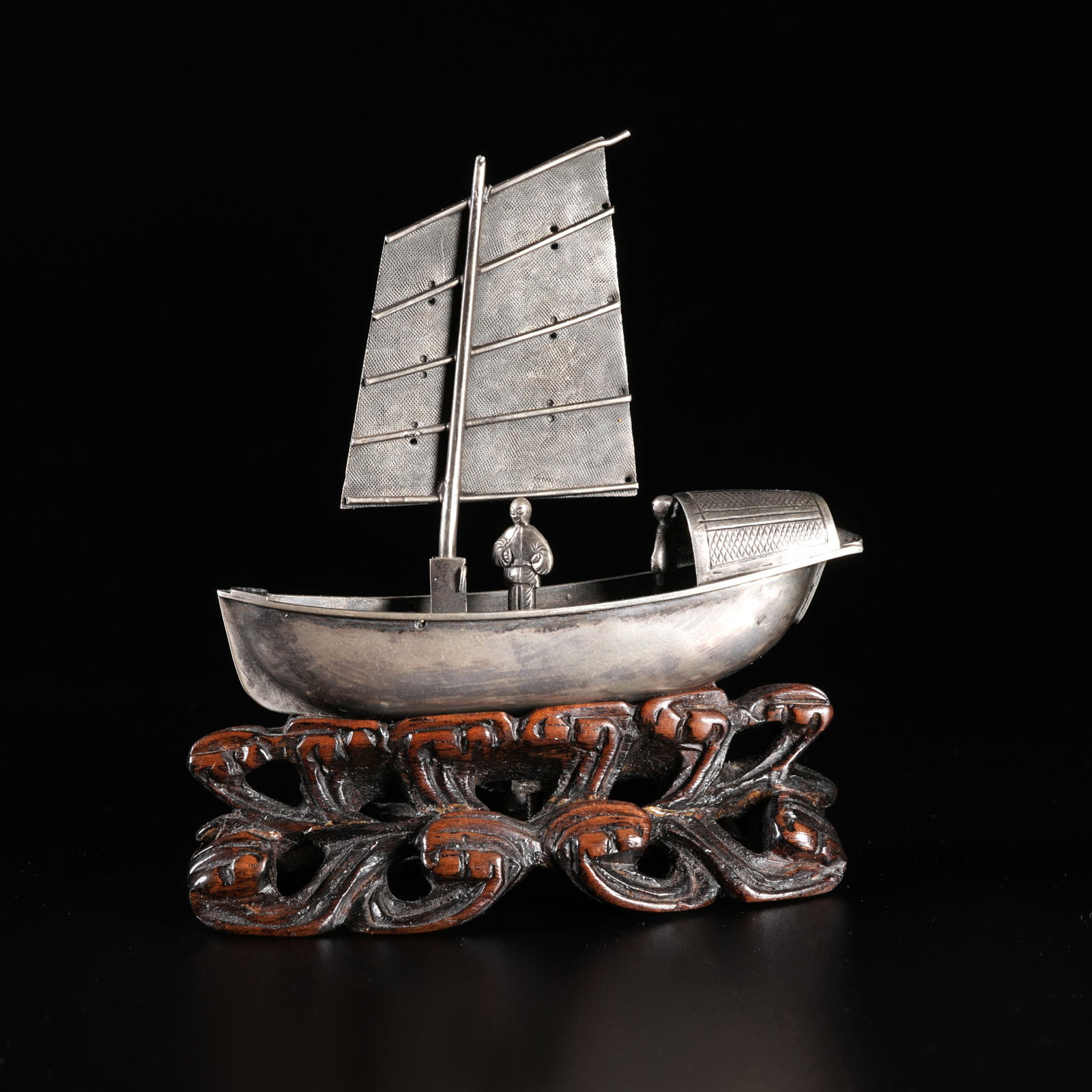 A SILVER BOAT-FORM ORNAMENT (1 of 10)