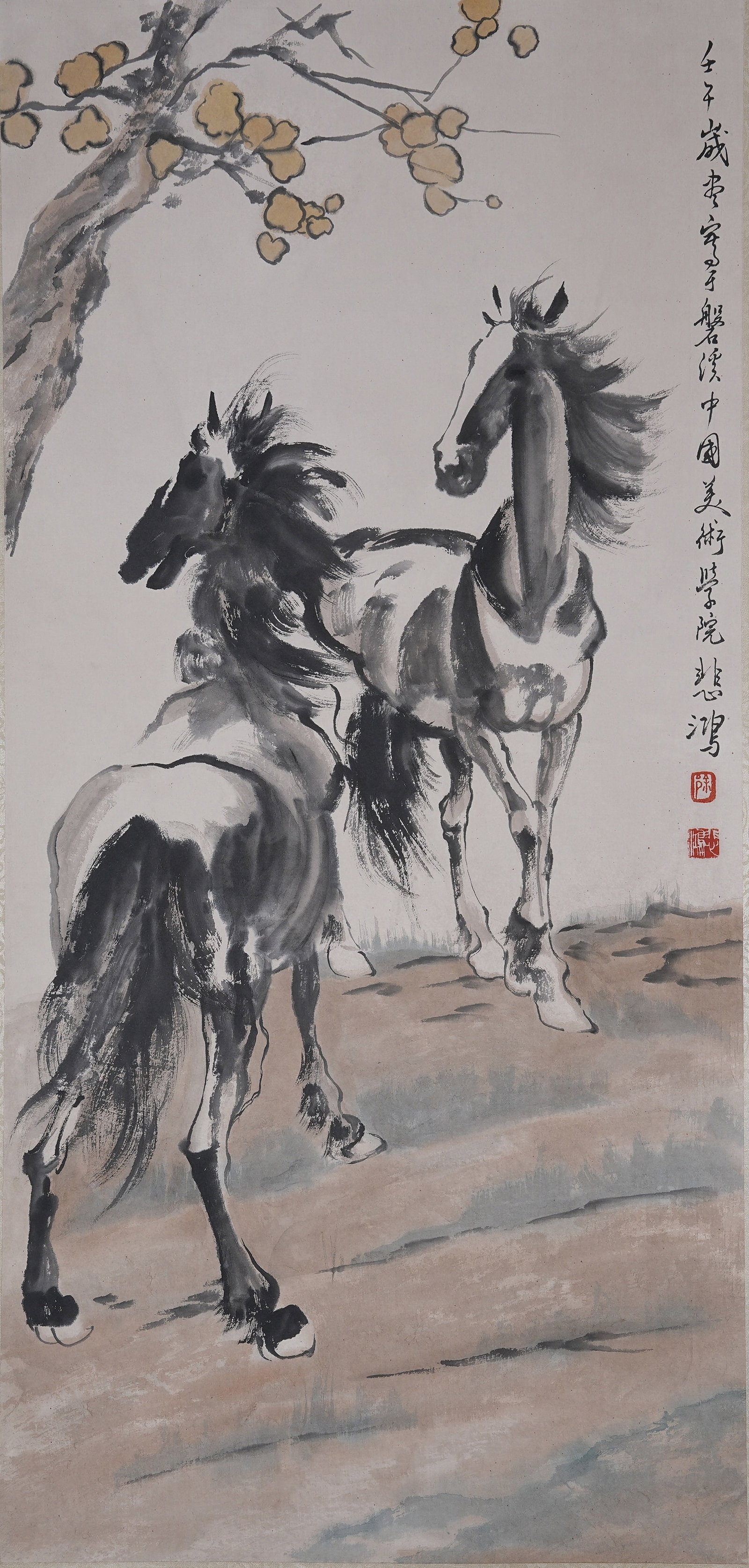 A STEED PAINTING BY XU BEIHONG.徐悲鴻: Steed Painting by Xu Beihong.徐悲鴻