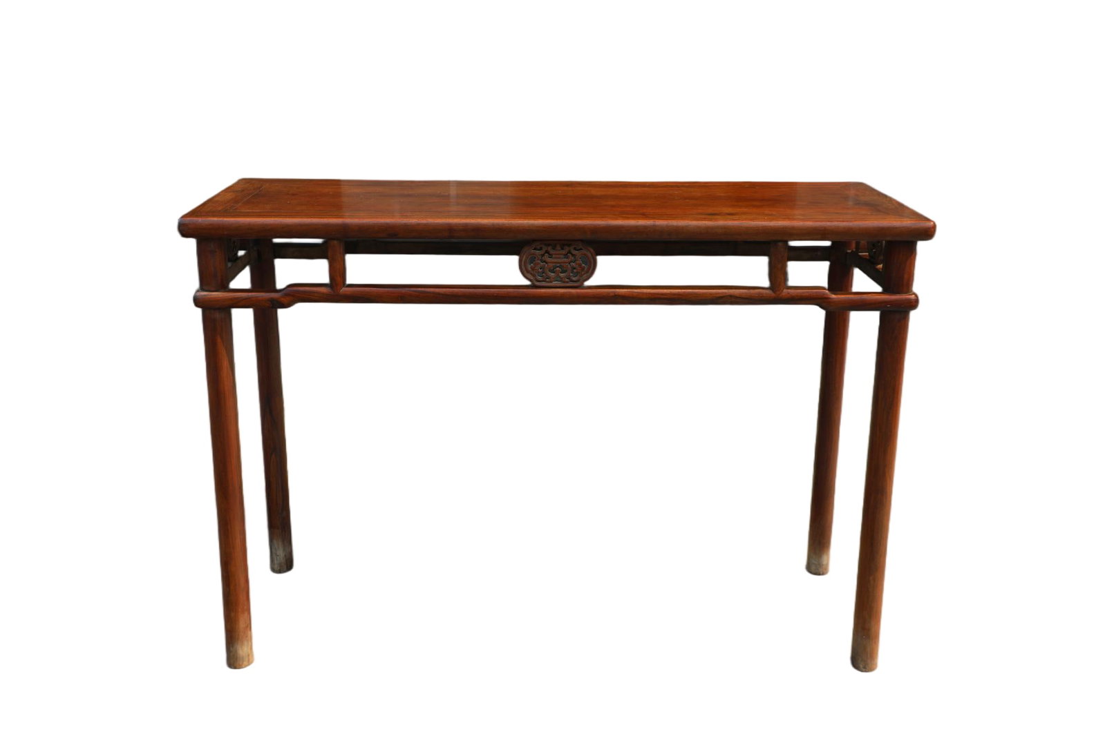 A LONG NARROW TABLE OF HUANGHUALI WOOD CARVED WITH DOUBLE DRAGON PATTERNS (1 of 8)