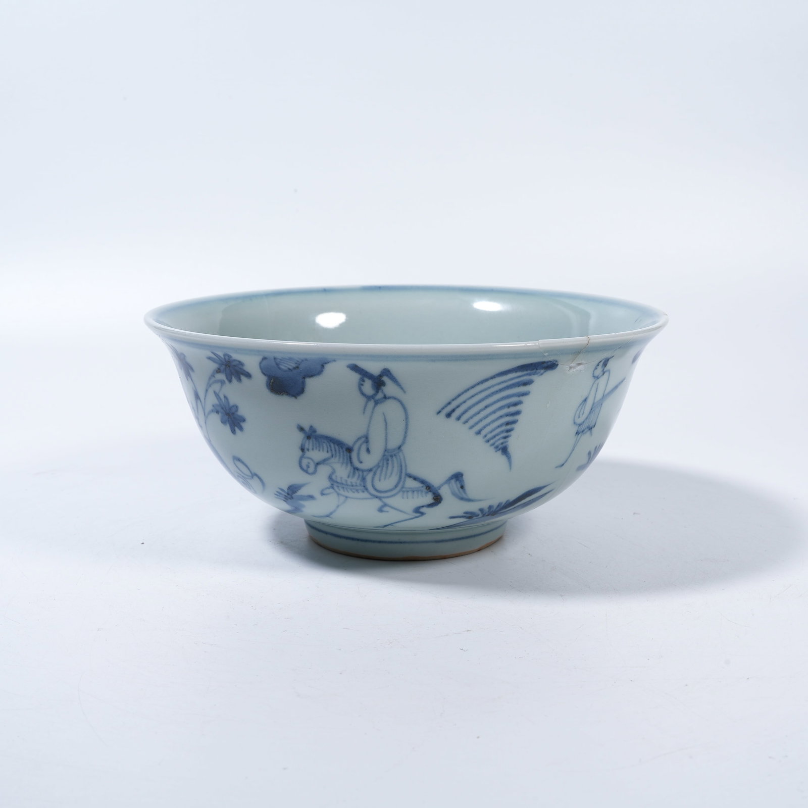 A BLUE AND WHITE BOWL WITH FIGURE STORY PATTERN (1 of 10)
