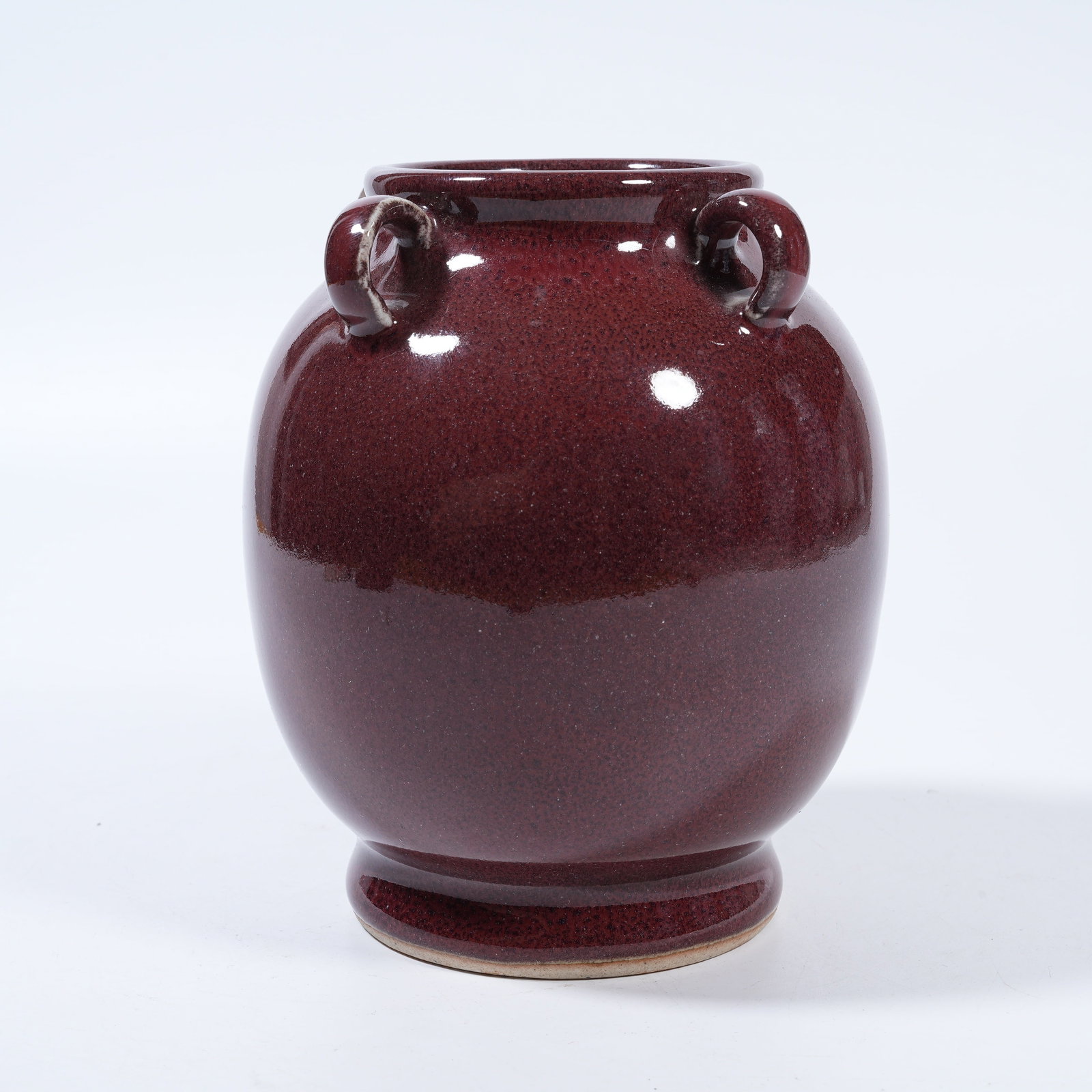 A BEAN RED GLAZE FOUR-LOOP JAR - 3