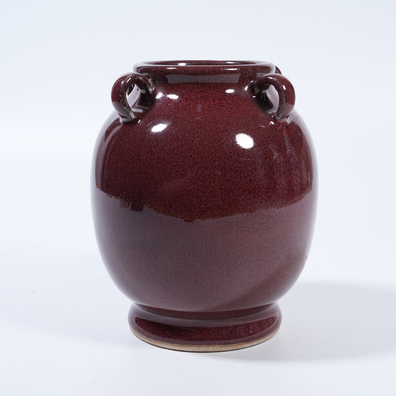 A BEAN RED GLAZE FOUR-LOOP JAR - 4