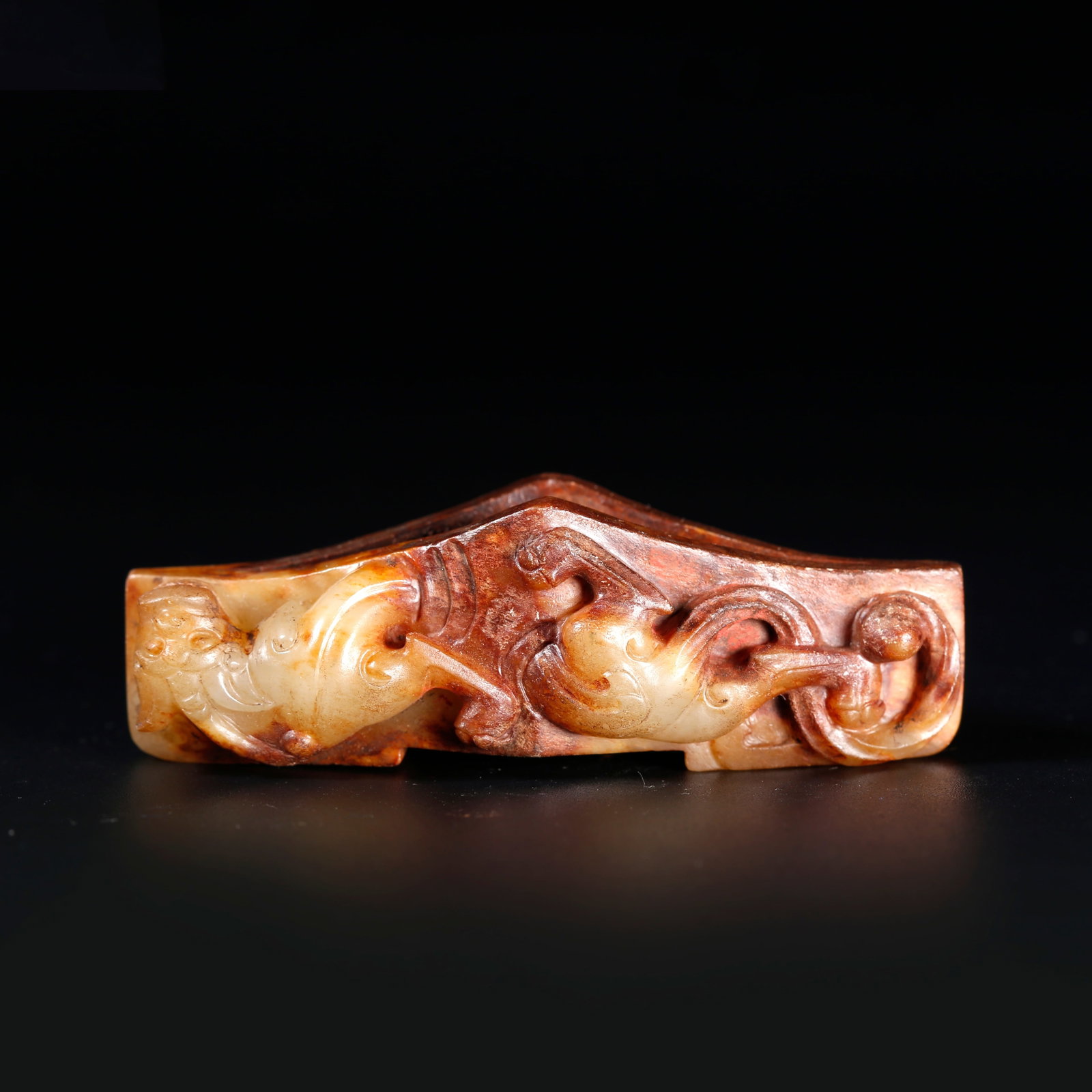 A ANCIENT JADE SWORD FITTINGS CARVED WITH BEAST MOTIFS: Ancient Jade Sword Fittings Carved with Beast Motifs