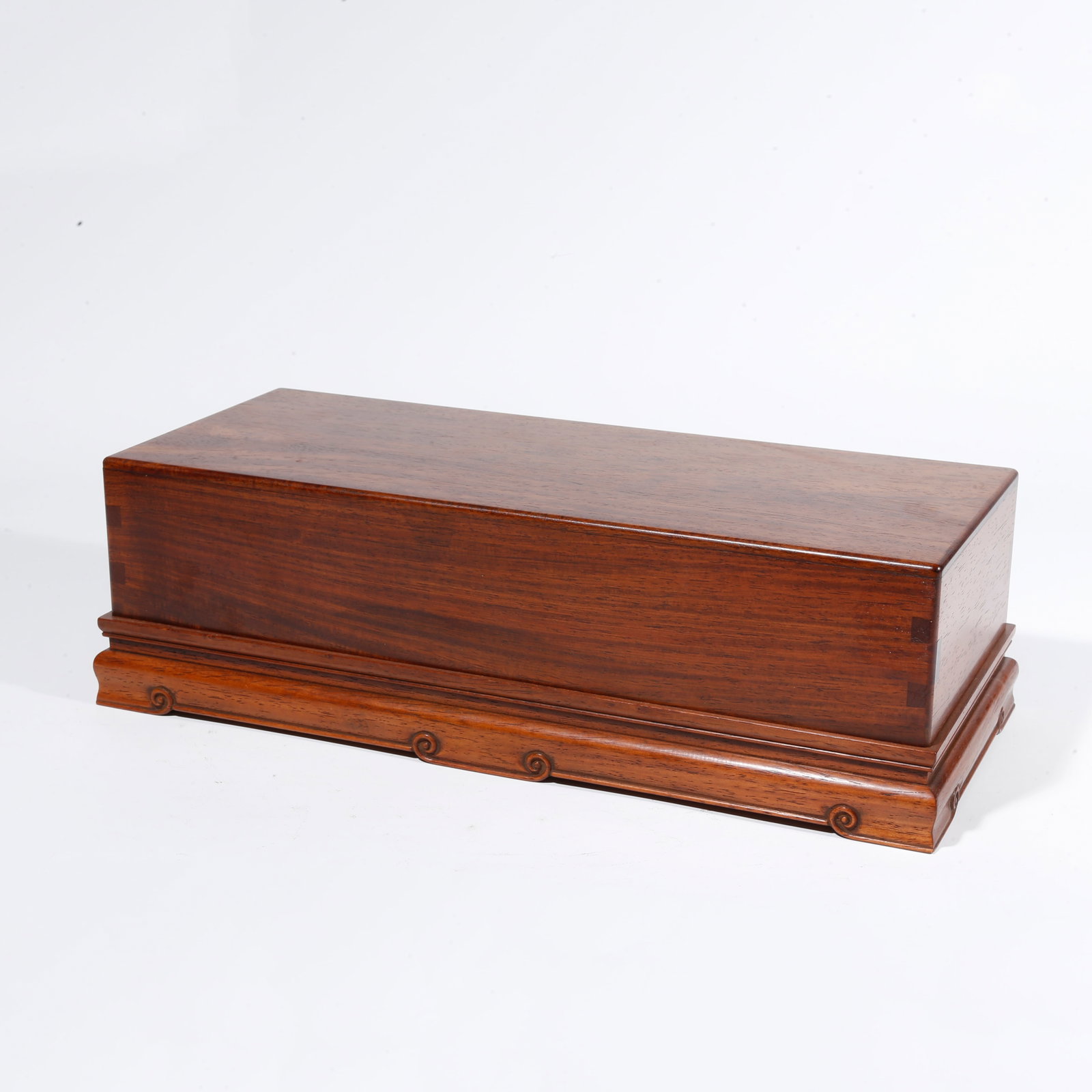 A HUANGHUALI WOOD CARVED COVERED BOX: Huanghuali Wood Carved Covered Box
