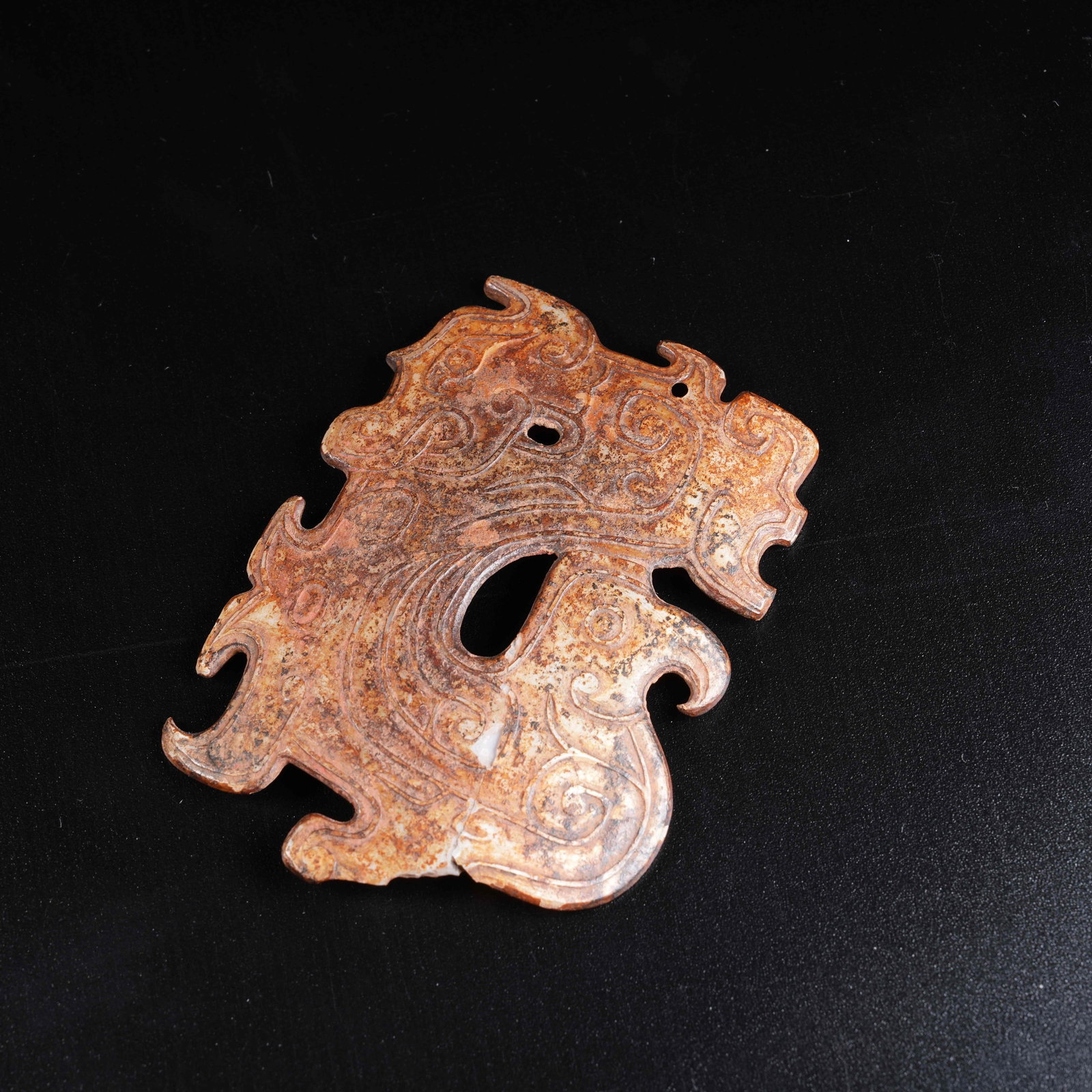 A ANCIENT JADE BEAST PENDANT: Ancient Jade Beast Pendant