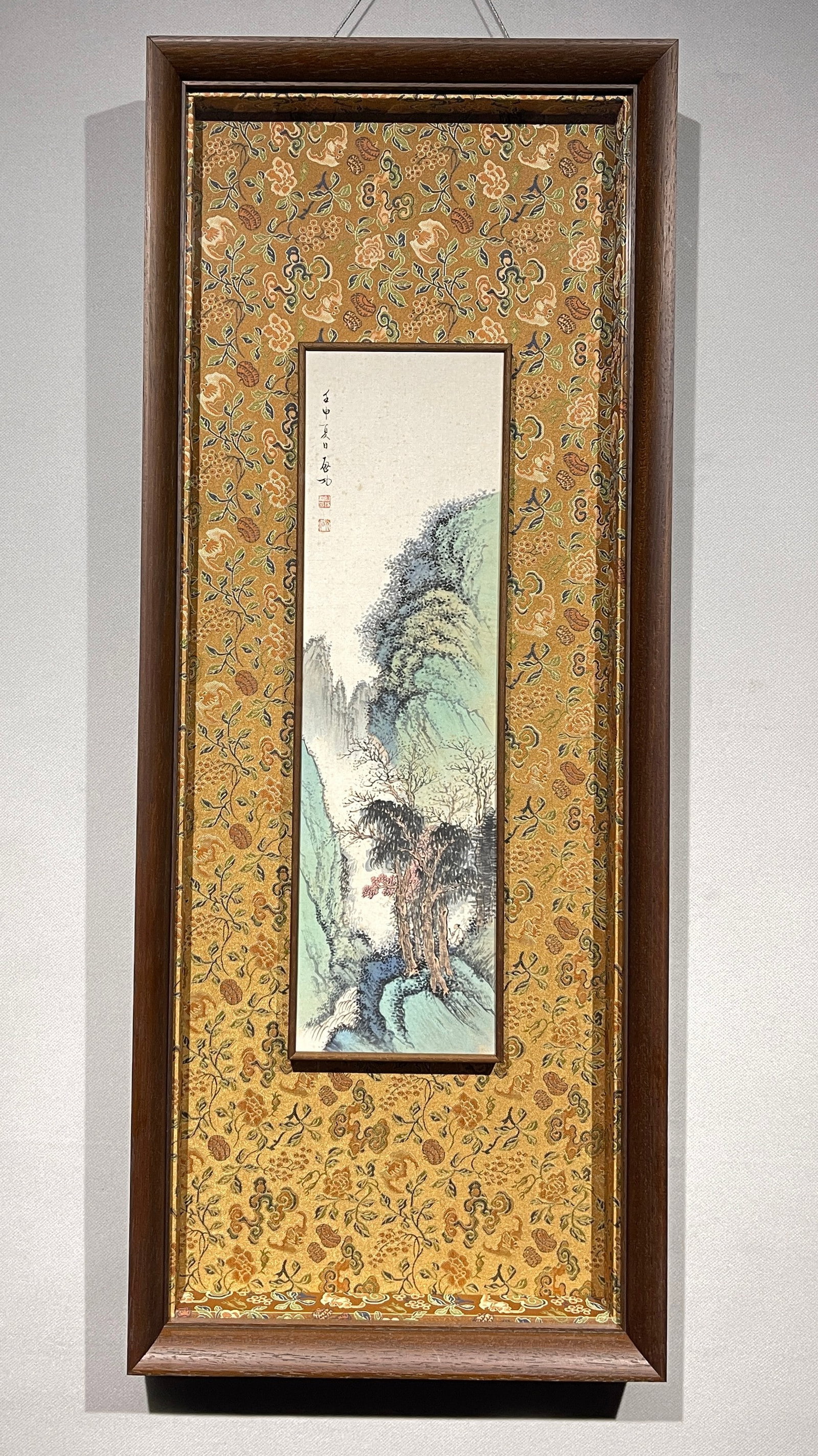 A FRAMED WANDERING WITH CANE TO SEEK SECLUDED SCENERY PAINTING ON PAPER BY QI GONG.啟功 (1 of 7)
