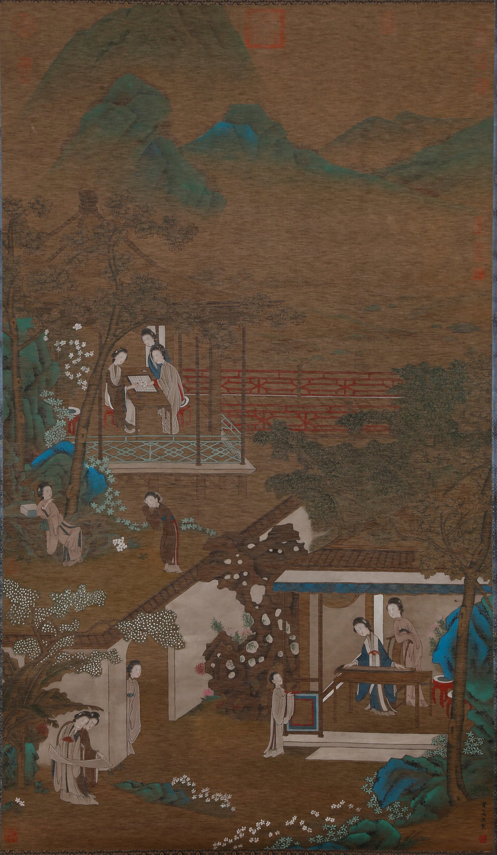 A LANDSCAPE AND FIGURE PAINTING ON SILK BY QIU YING.仇英: Landscape and Figure Painting on Silk by Qiu Ying.仇英