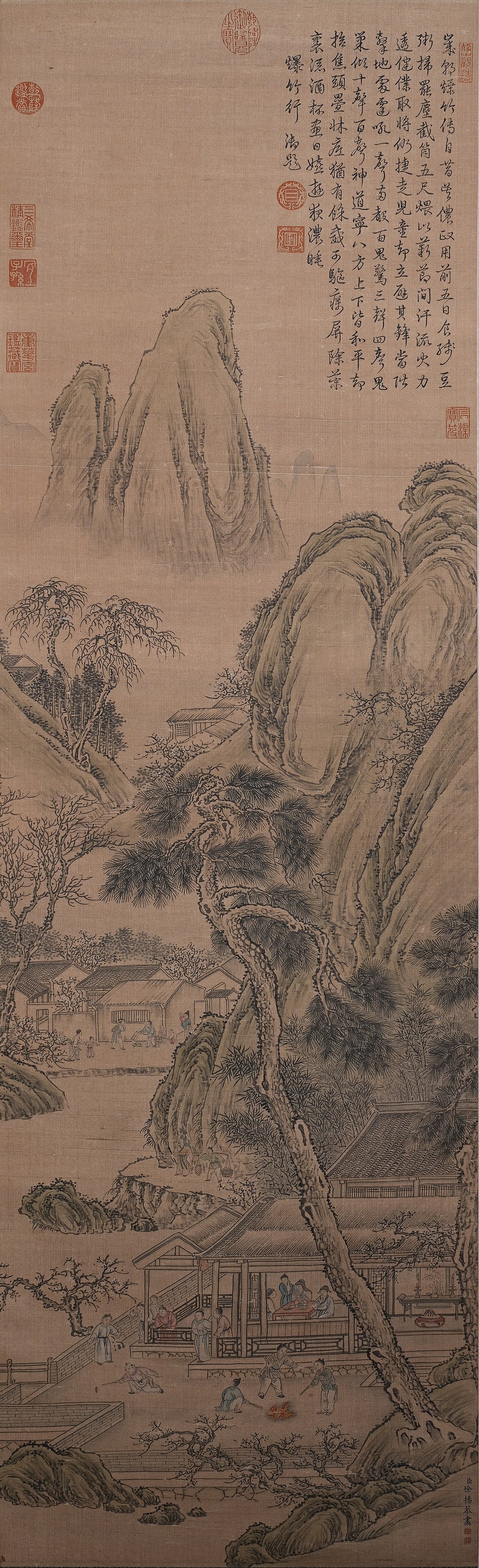 A LANDSCAPE AND PAVILION PAINTING ON SILK BY XU YANG.徐揚 (1 of 11)