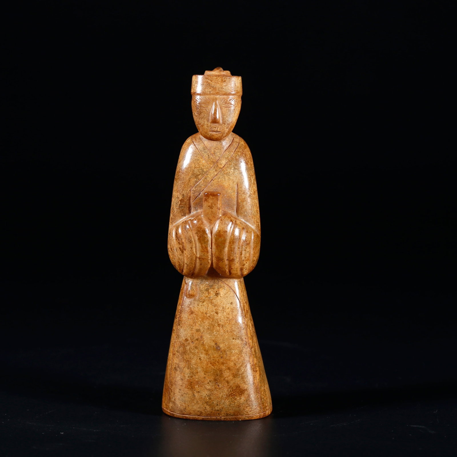 A ANCIENT JADE ATTENDANT FIGURE ORNAMENT (1 of 9)