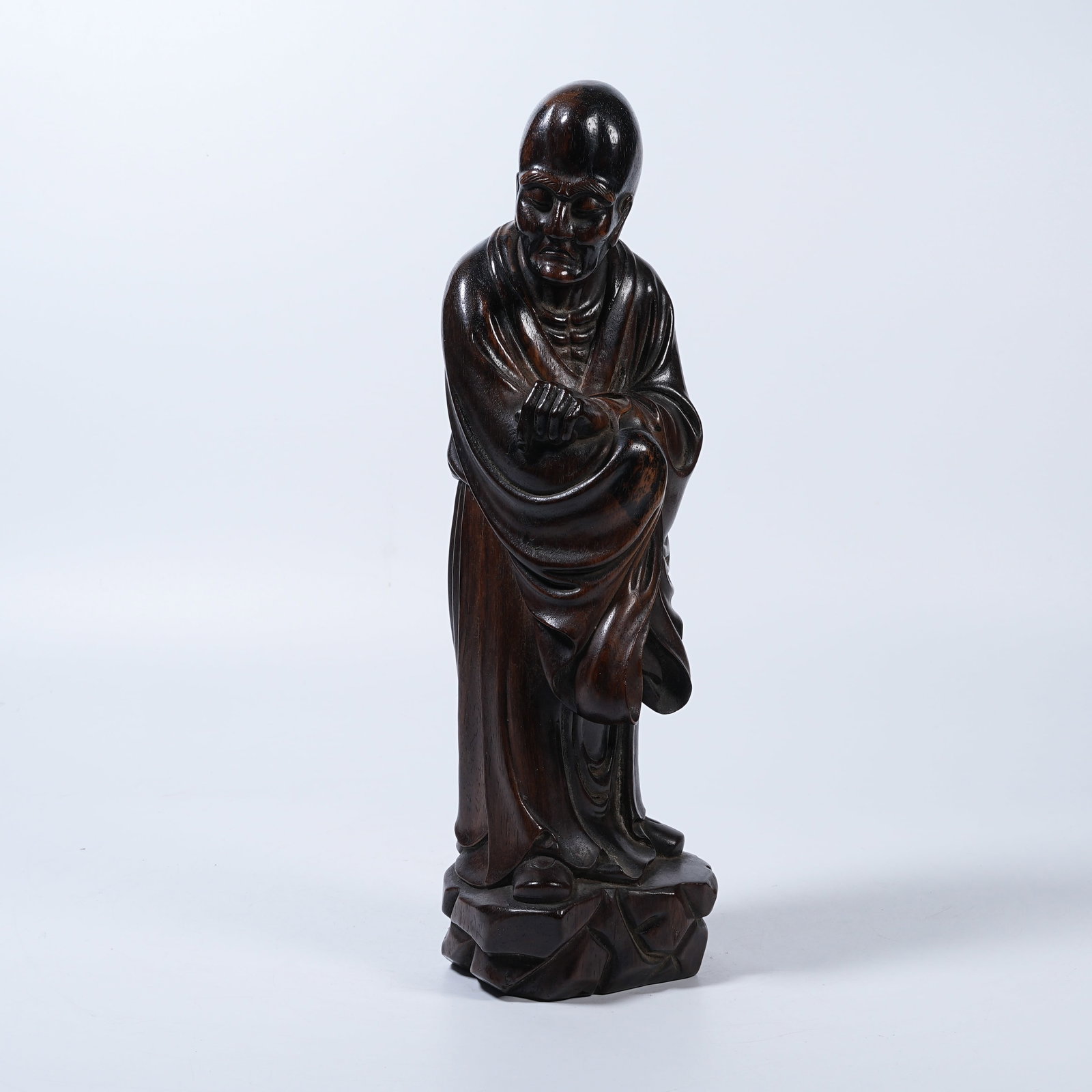 A STANDING EMACIATED ARHAT STATUE OF HUANGHUALI WOOD (1 of 9)