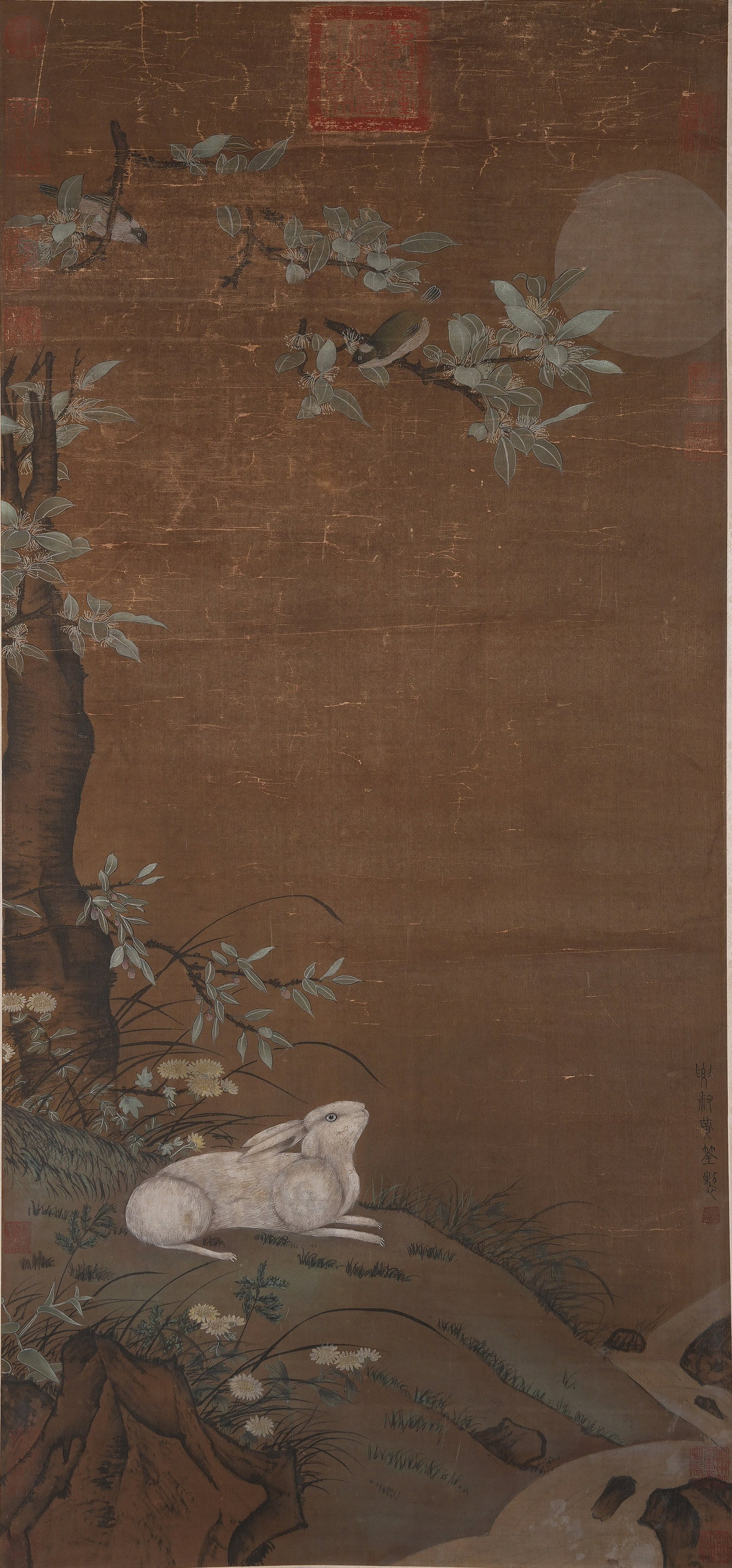 A JADE HARE PAINTING ON SILK BY HUANG QUAN.黃荃 (1 of 9)