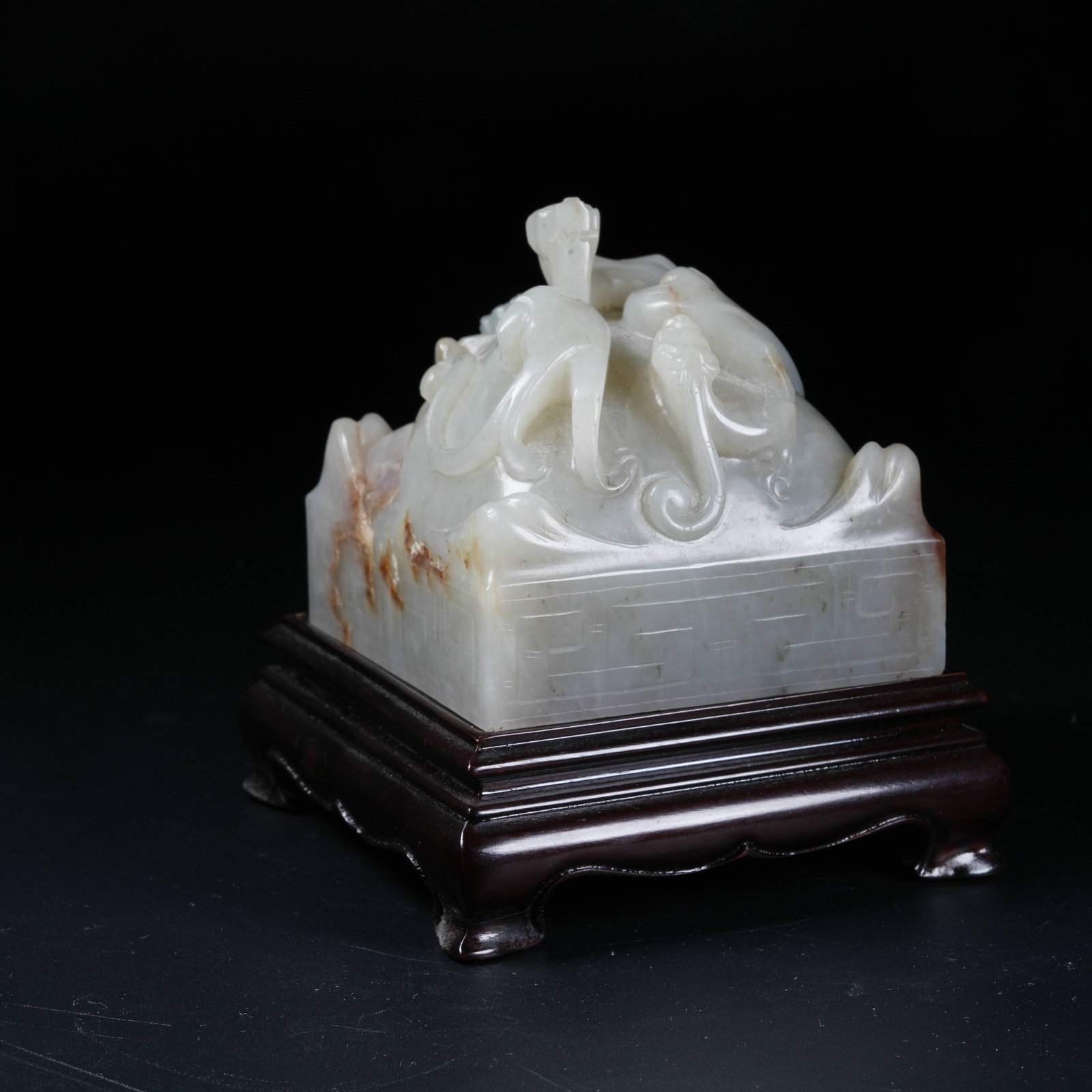 A HETIAN JADE SEAL CARVED WITH CHI DRAGON (1 of 8)