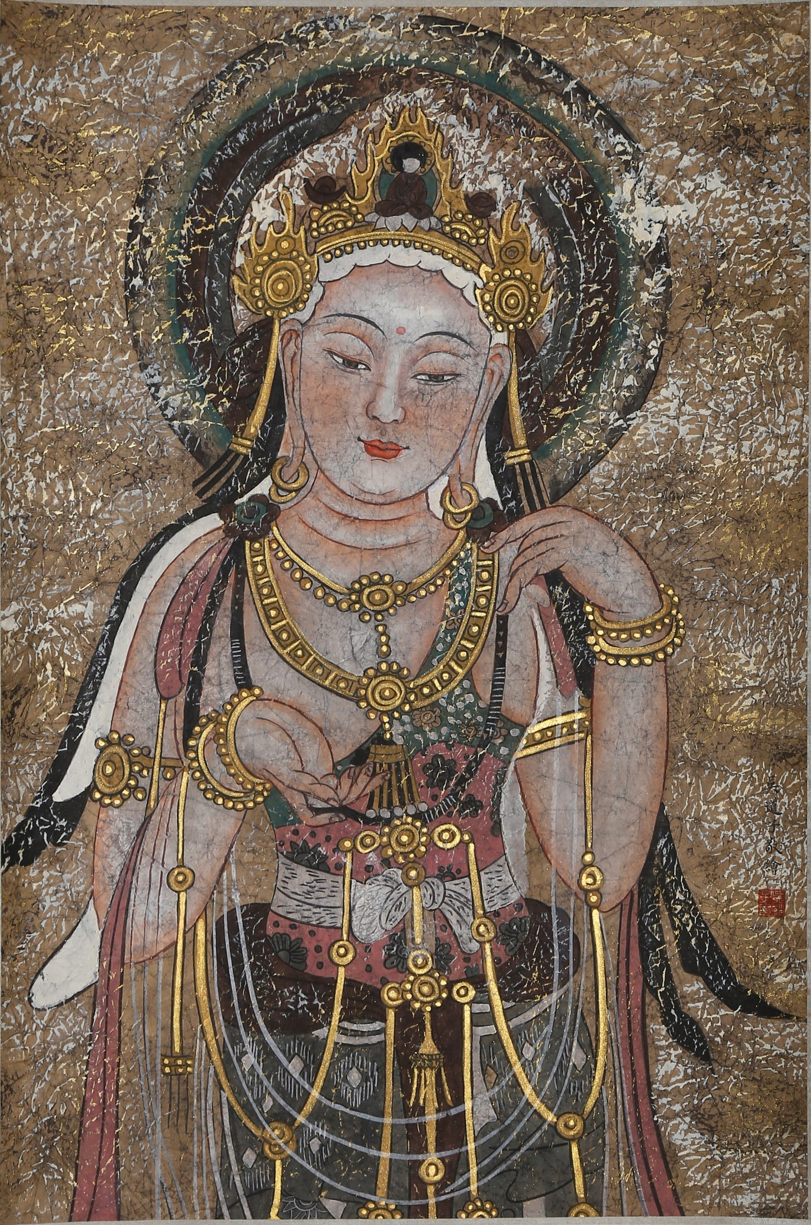 A BUDDHA PAINTING ON PAPER BY WU DAOZI.吳道子: Buddha Painting on Paper by Wu Daozi.吳道子