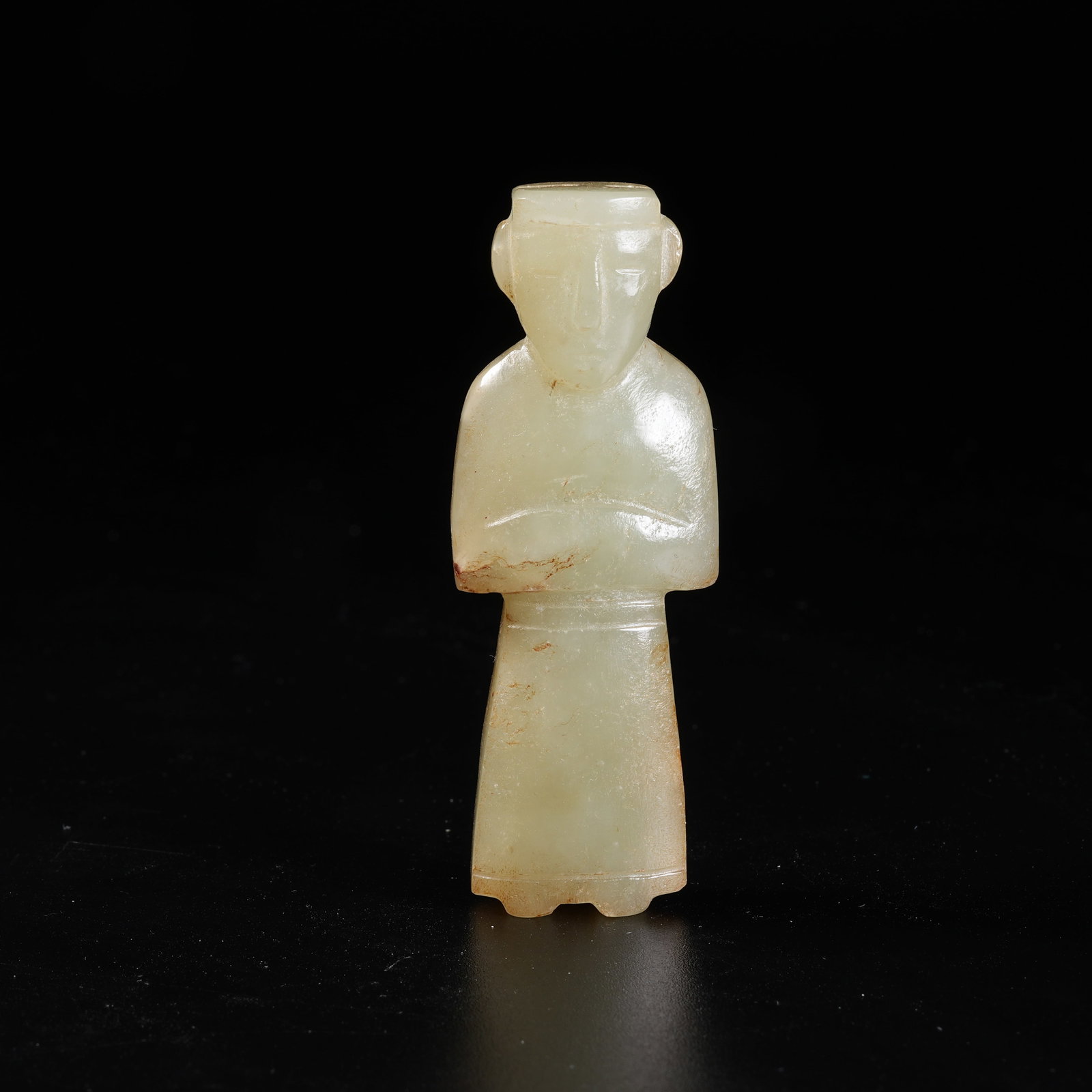 A ANCIENT JADE DIVINE FIGURE PENDANT: Ancient Jade Divine Figure Pendant