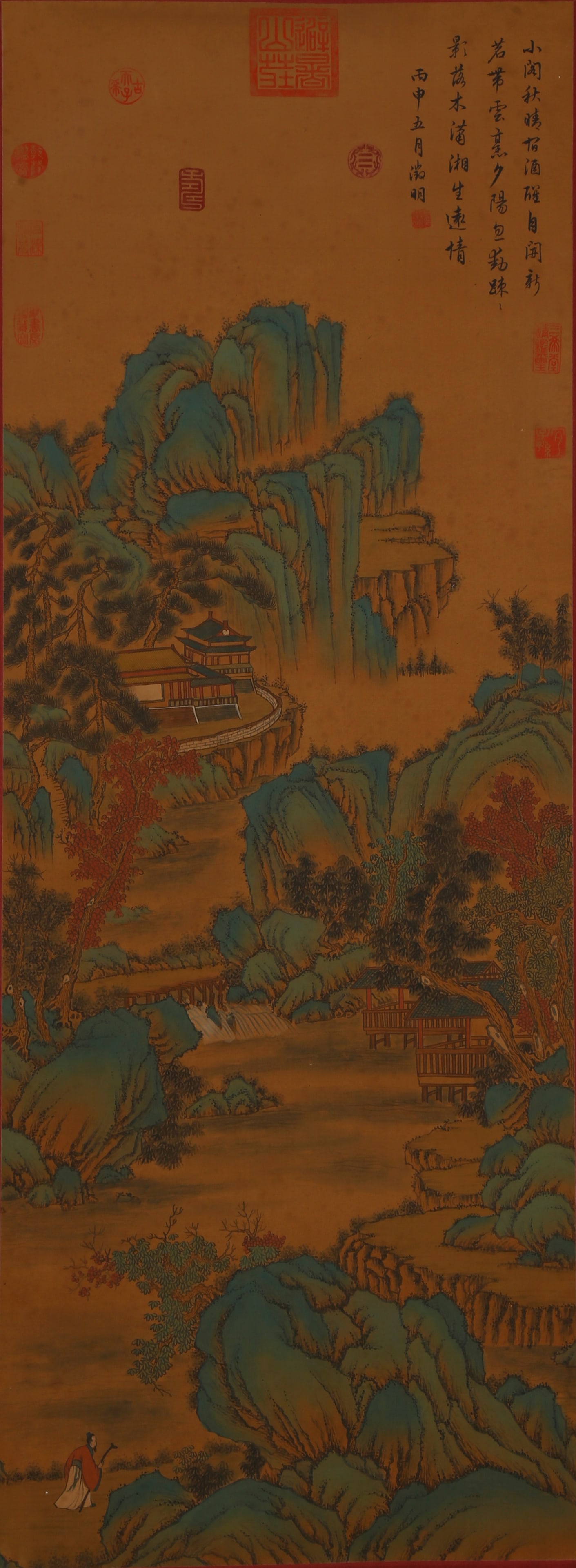 A LANDSCAPE PAINTING ON SILK BY WEN ZHENGMING.文徵明 (1 of 9)
