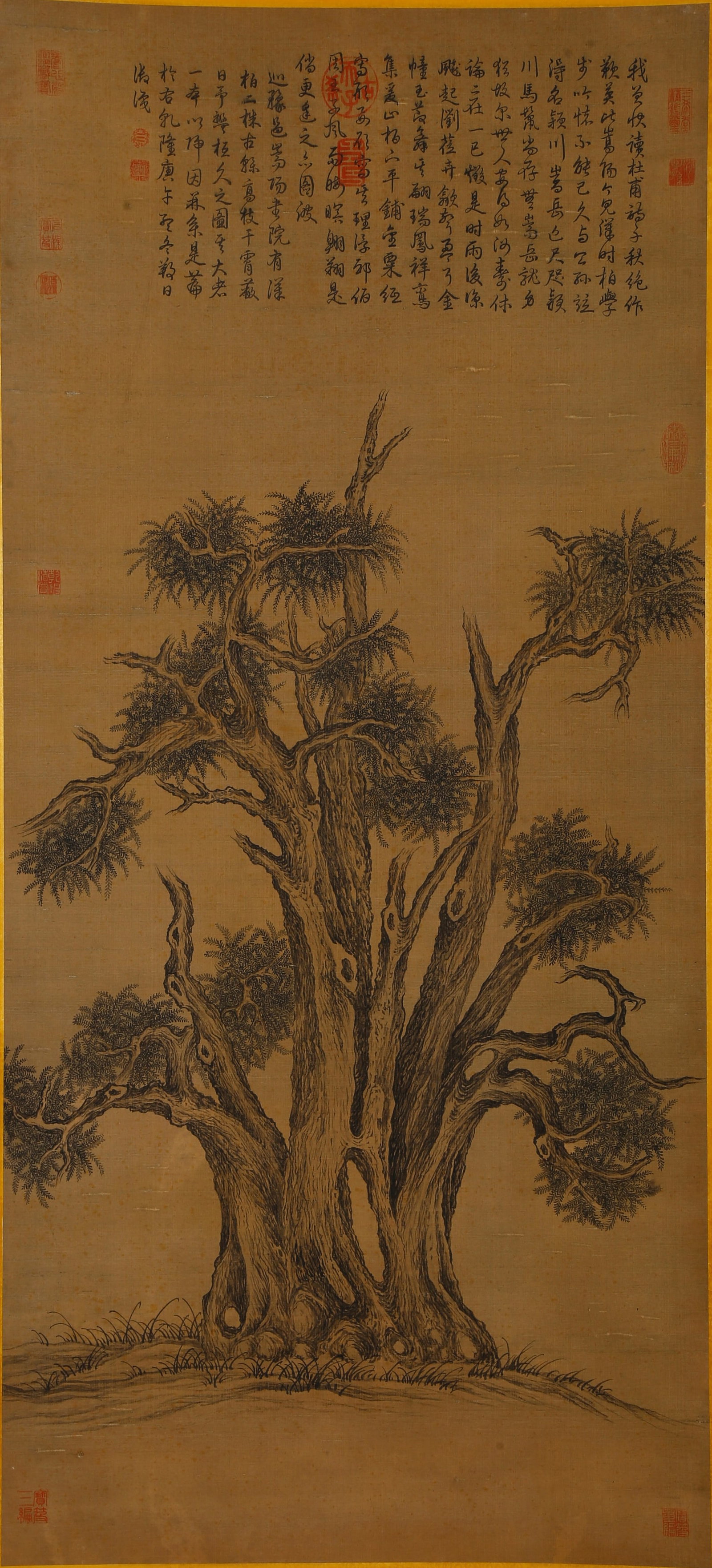 A TREE PAINTING ON SILK BY EMPEROR QIANLONG.乾隆 (1 of 10)