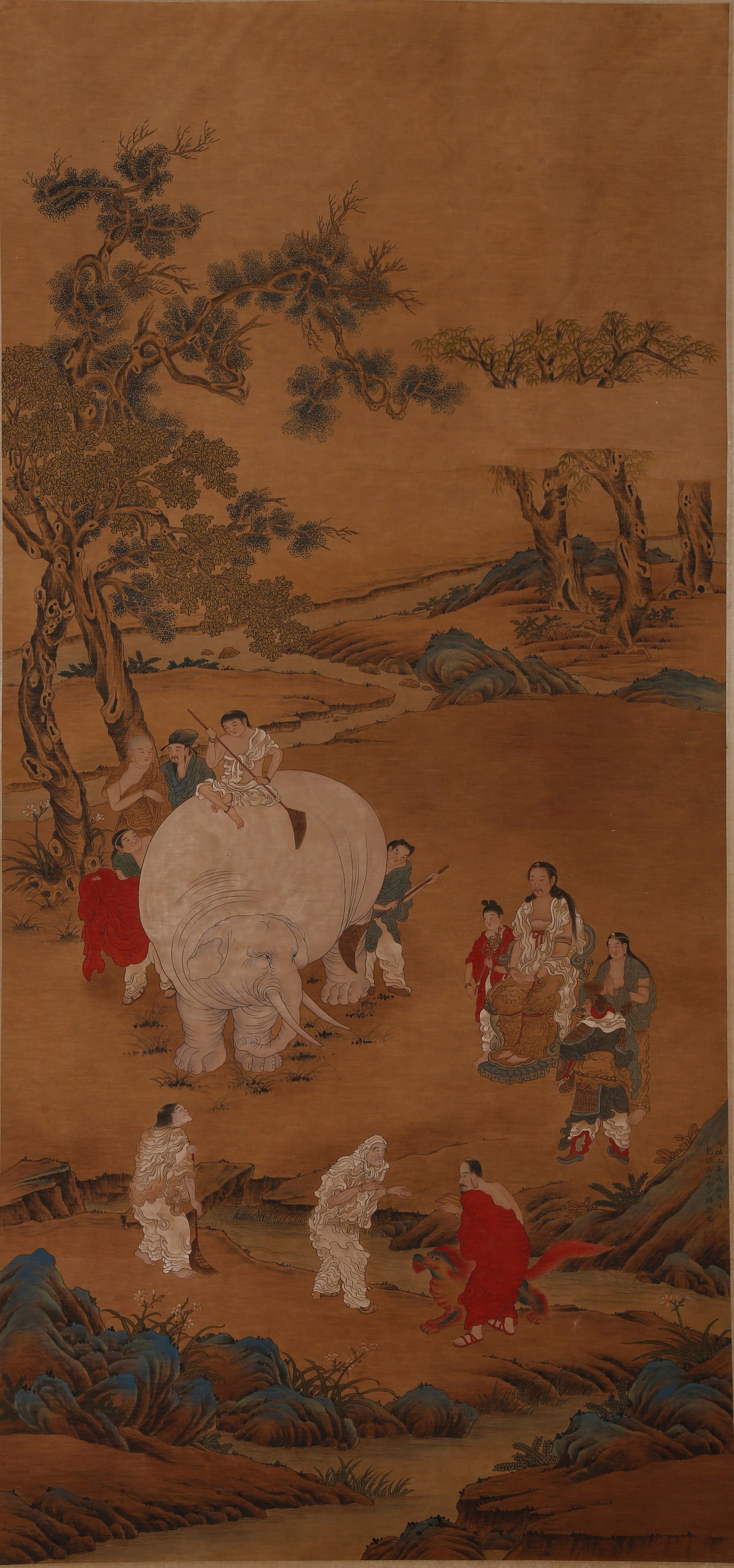 A WASHING ELEPHANTS PAINTING ON SILK BY LI GONGLIN.李公麟 (1 of 9)